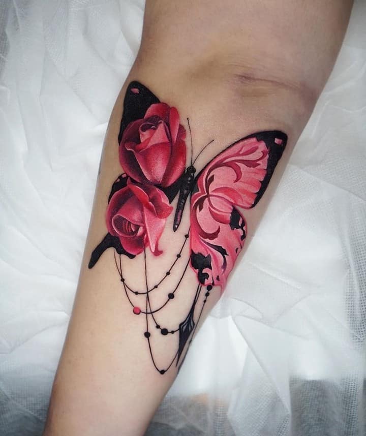 Rose And Butterfly Tattoo  TATTOOGOTO