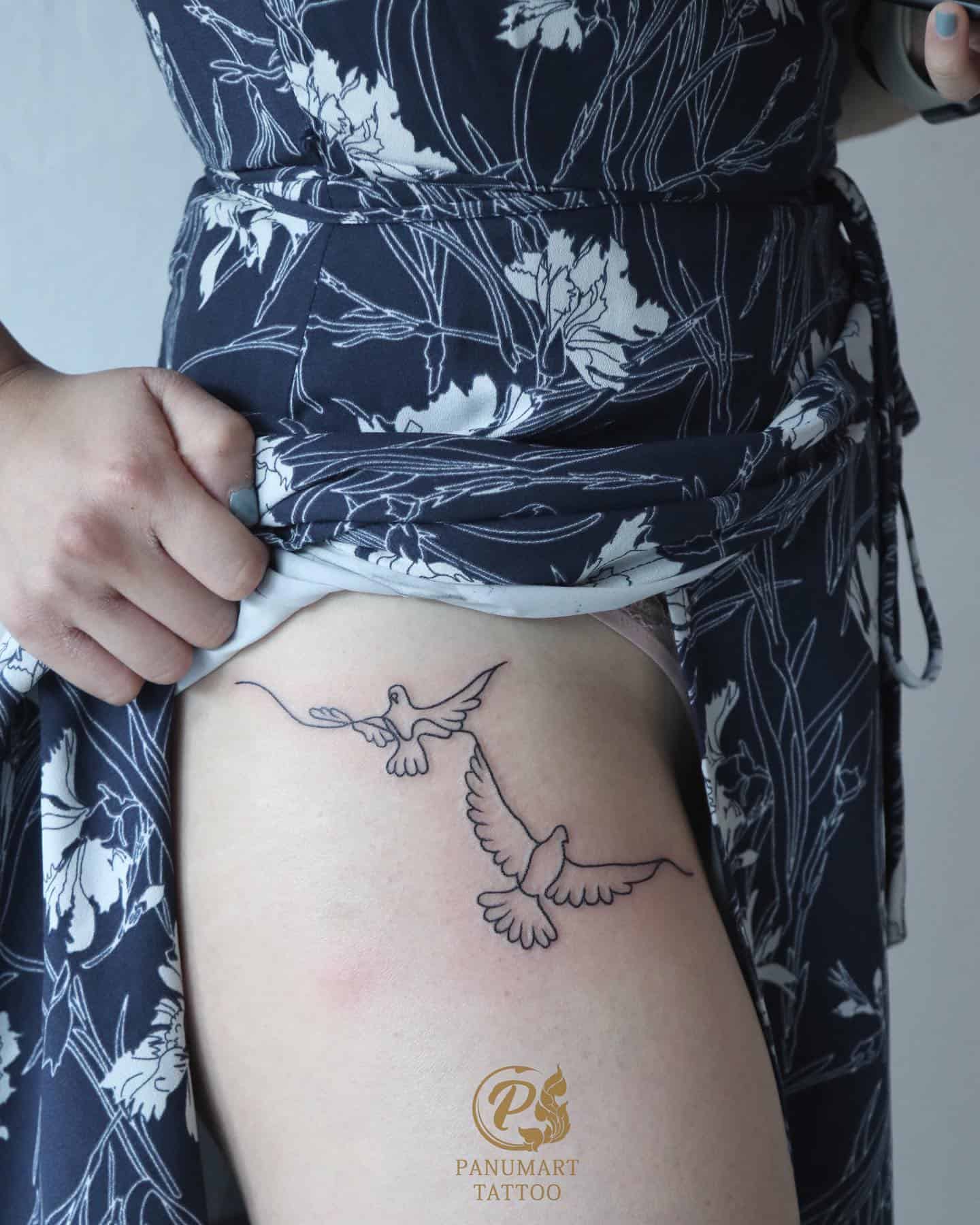 Left Back Shoulder Dove White Ink Tattoo