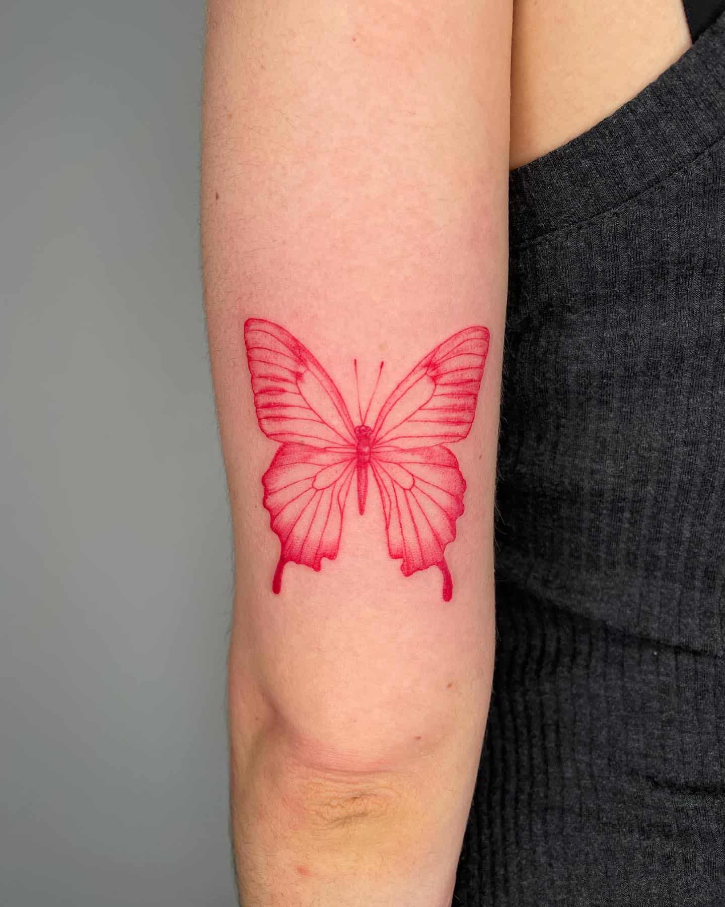 Customized Tiny Butterfly Tattoo done in red ink before lockdown Thanks   DM for Bookings tattoo cute tattoocute cutetattoo  Instagram