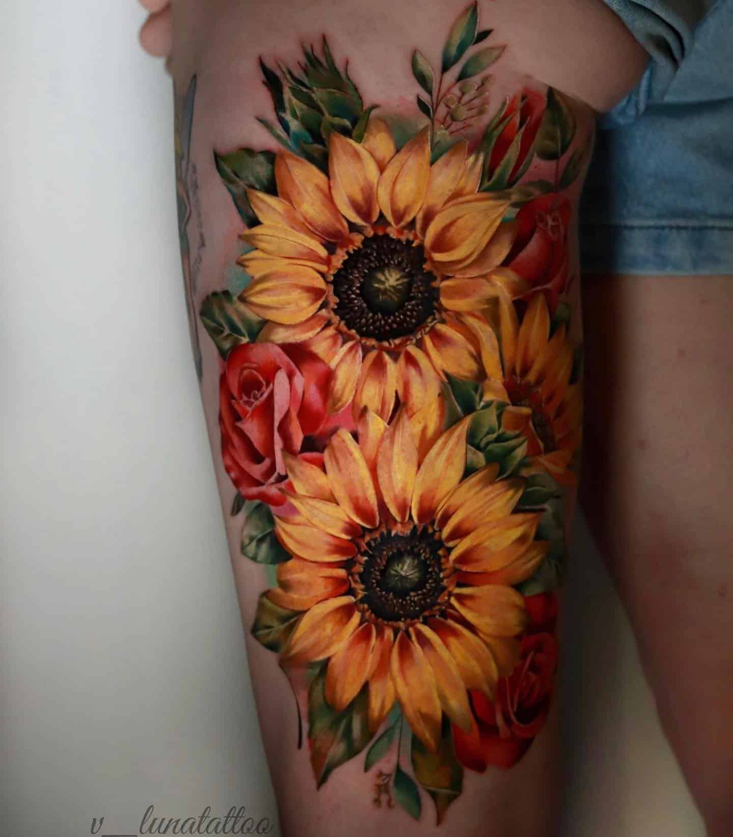 Massive sunflower coverup project done last night in one session  Dela Ink  Tattoo Denver CO  Paul Berkey  rtattoo