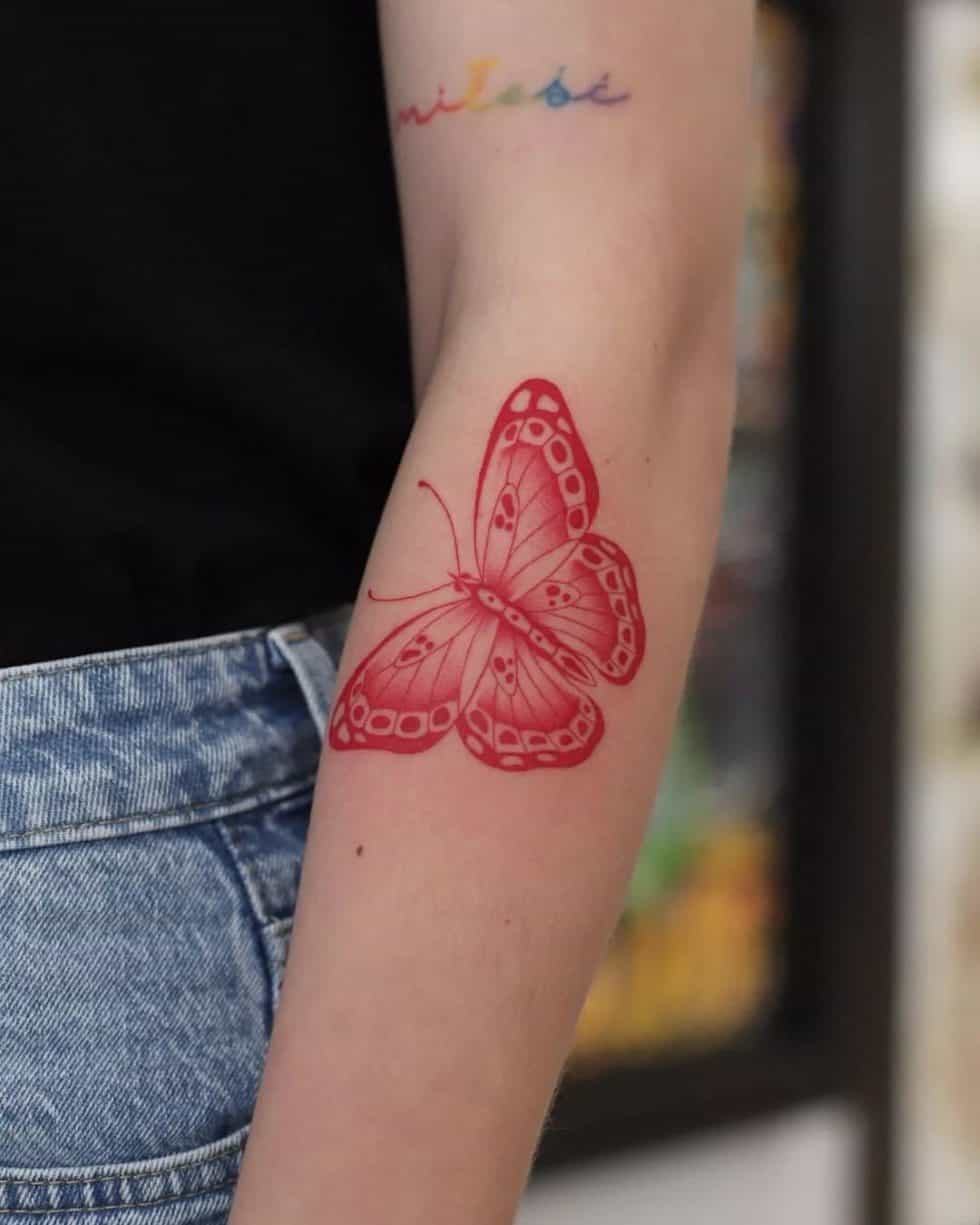 40 Beautiful Red Butterfly Tattoo Ideas for Men & Women in 2023