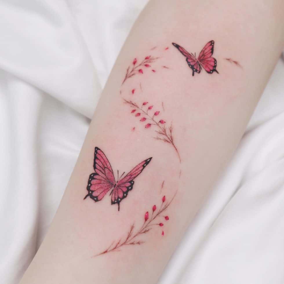 40 Beautiful Red Butterfly Tattoo Ideas for Men & Women in 2024