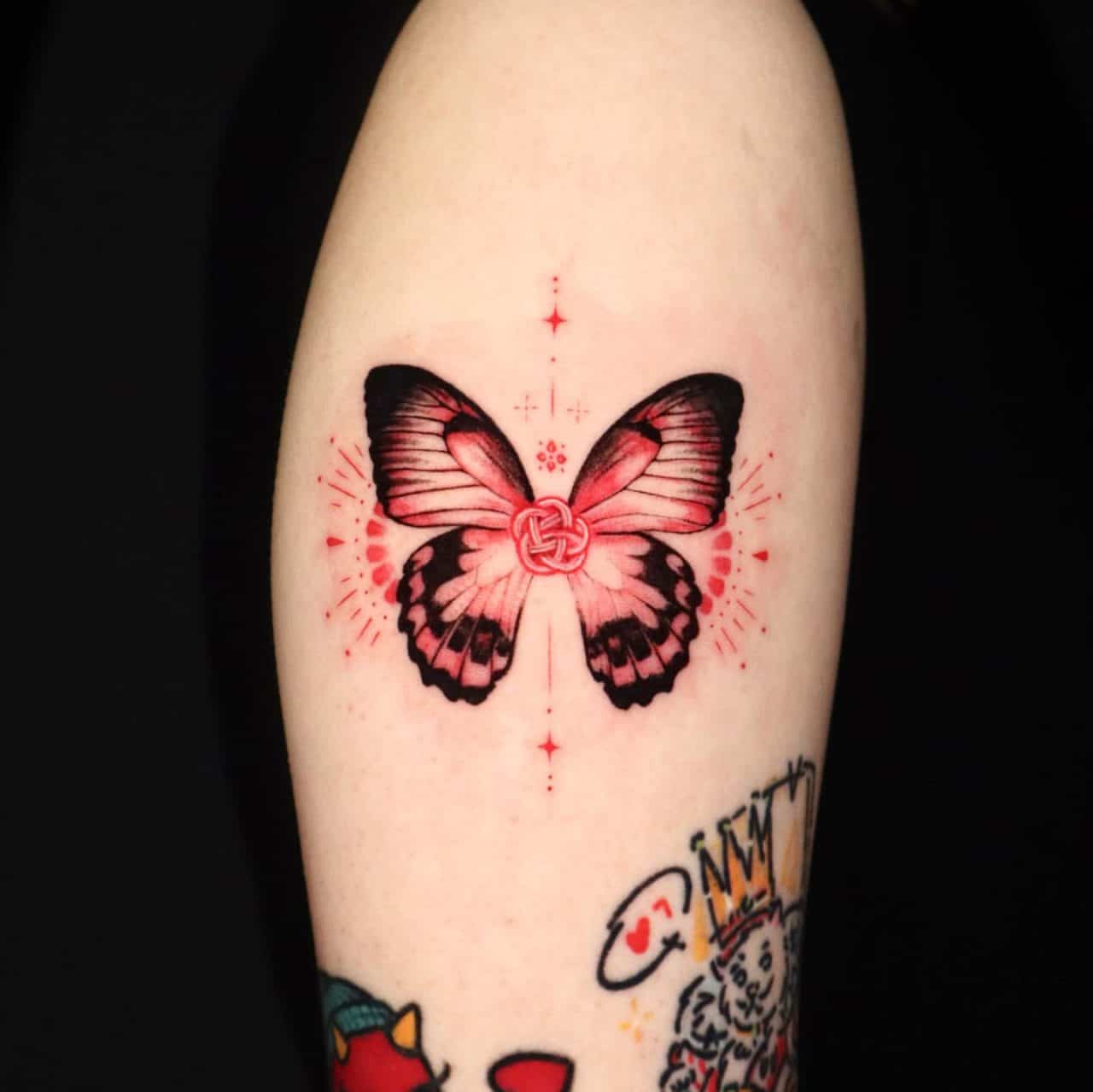 40 Beautiful Red Butterfly Tattoo Ideas for Men & Women in 2024