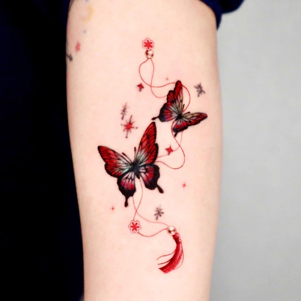 40 Beautiful Red Butterfly Tattoo Ideas for Men & Women in 2024