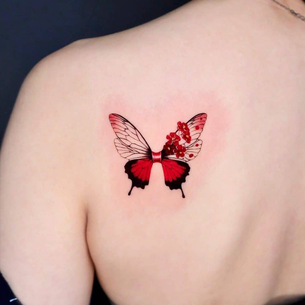 40 Beautiful Red Butterfly Tattoo Ideas for Men & Women in 2024