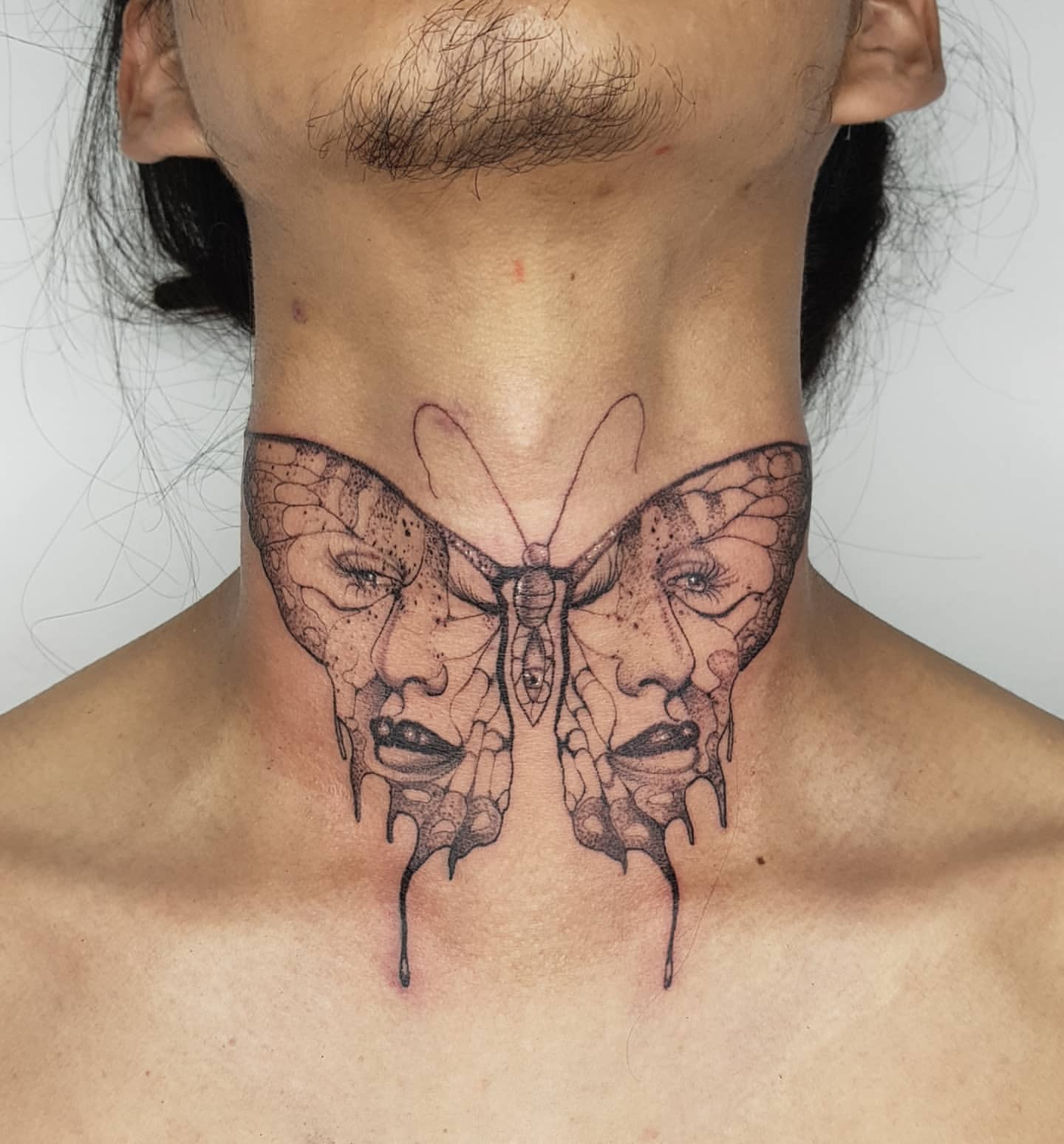 Butterfly Neck Tattoo Ideas 16
