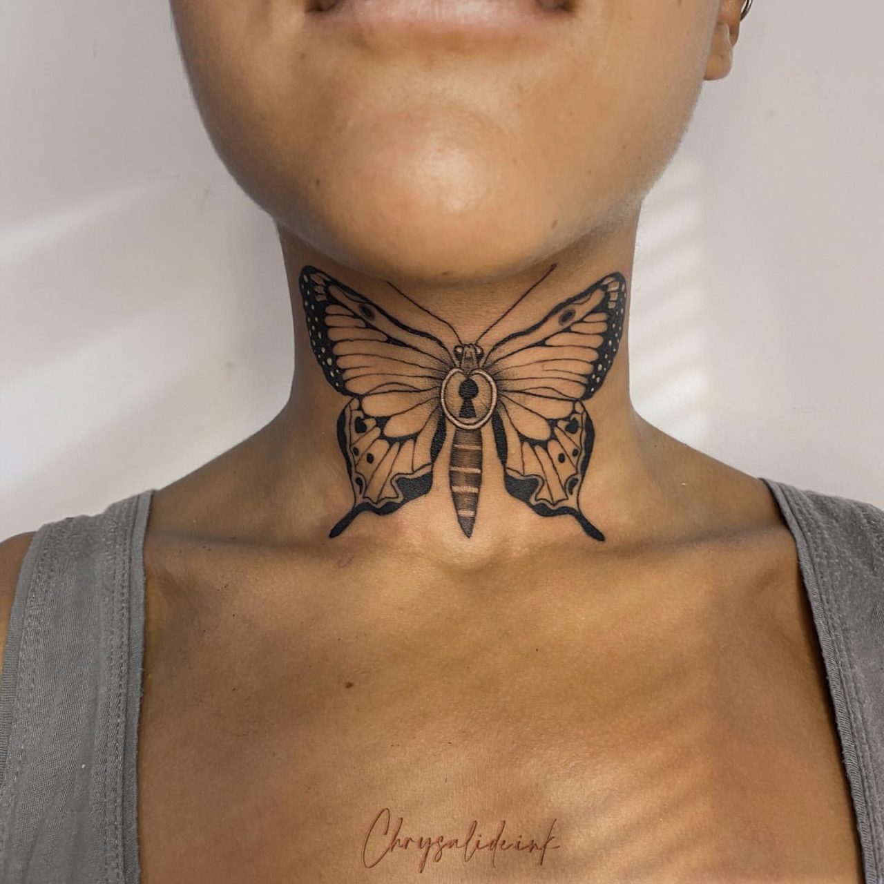 25 Cool Butterfly Neck Tattoo Ideas for Men & Women in 2023