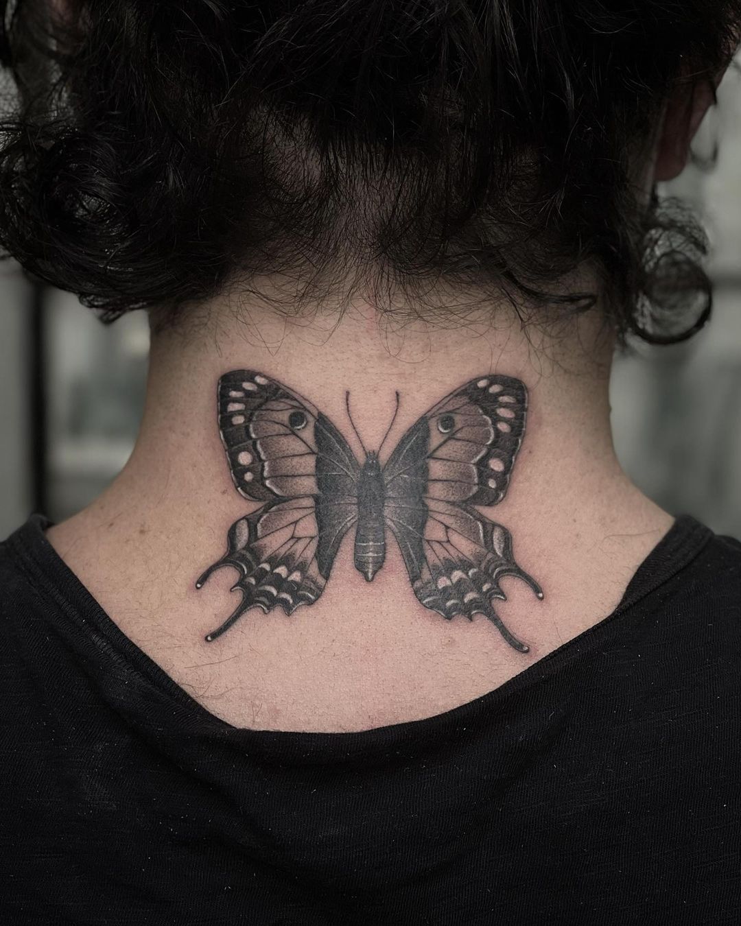 Butterfly Neck Tattoo Ideas 20