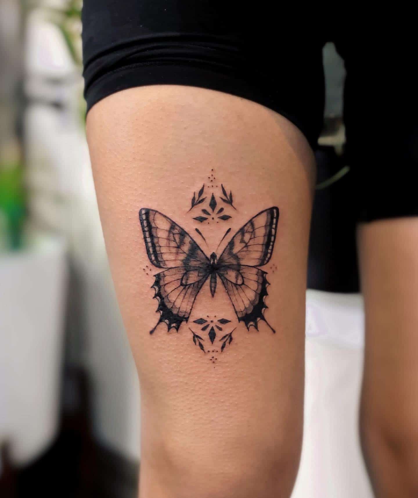 Butterfly Thigh Tattoo Ideas 24