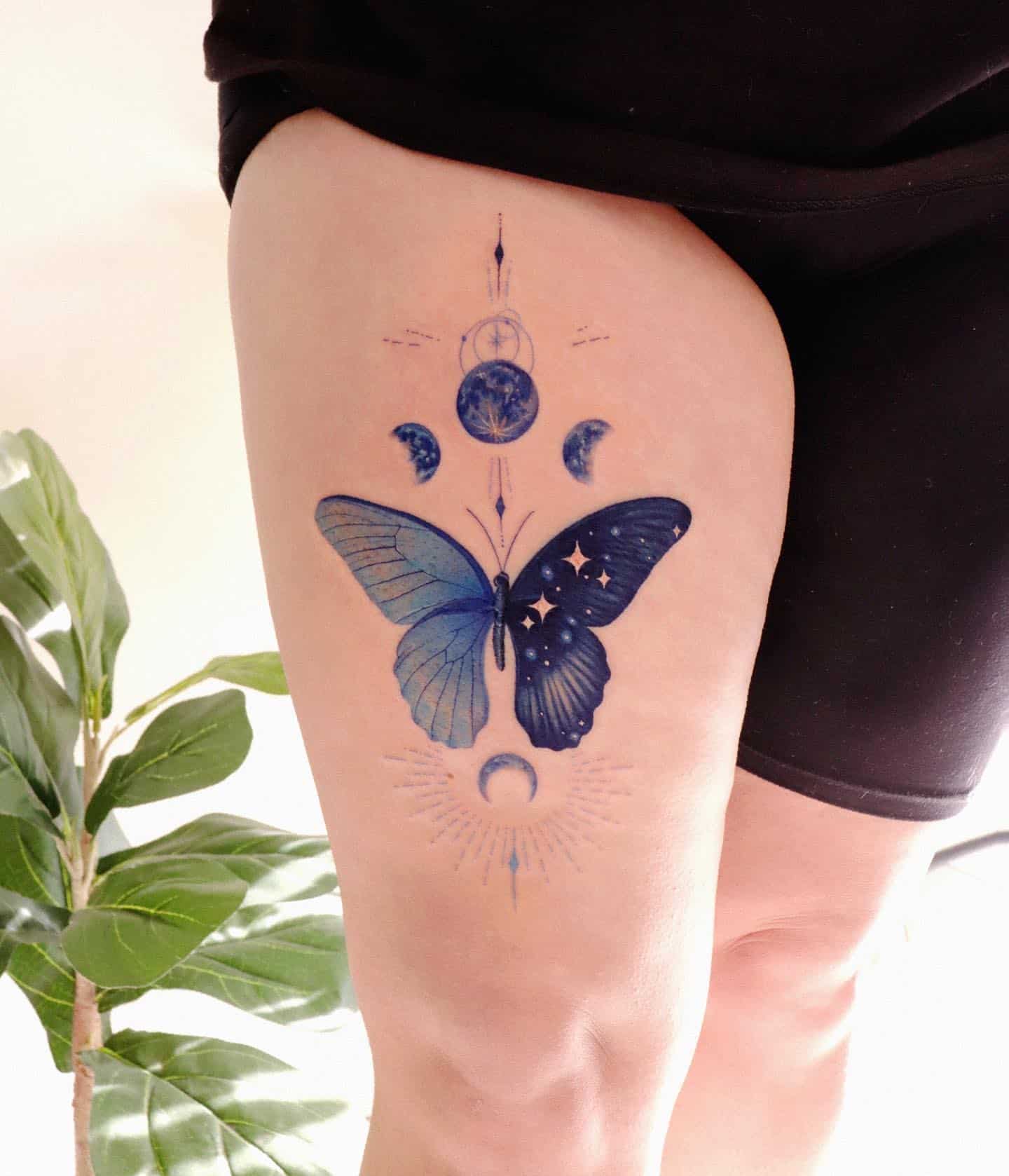 Butterfly Thigh Tattoo Ideas 27