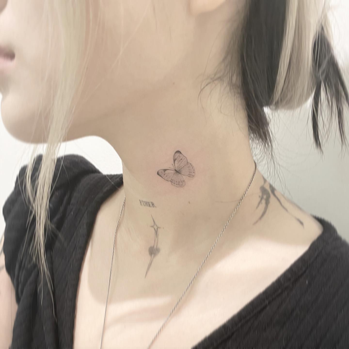 Butterfly Neck Tattoo Ideas 3