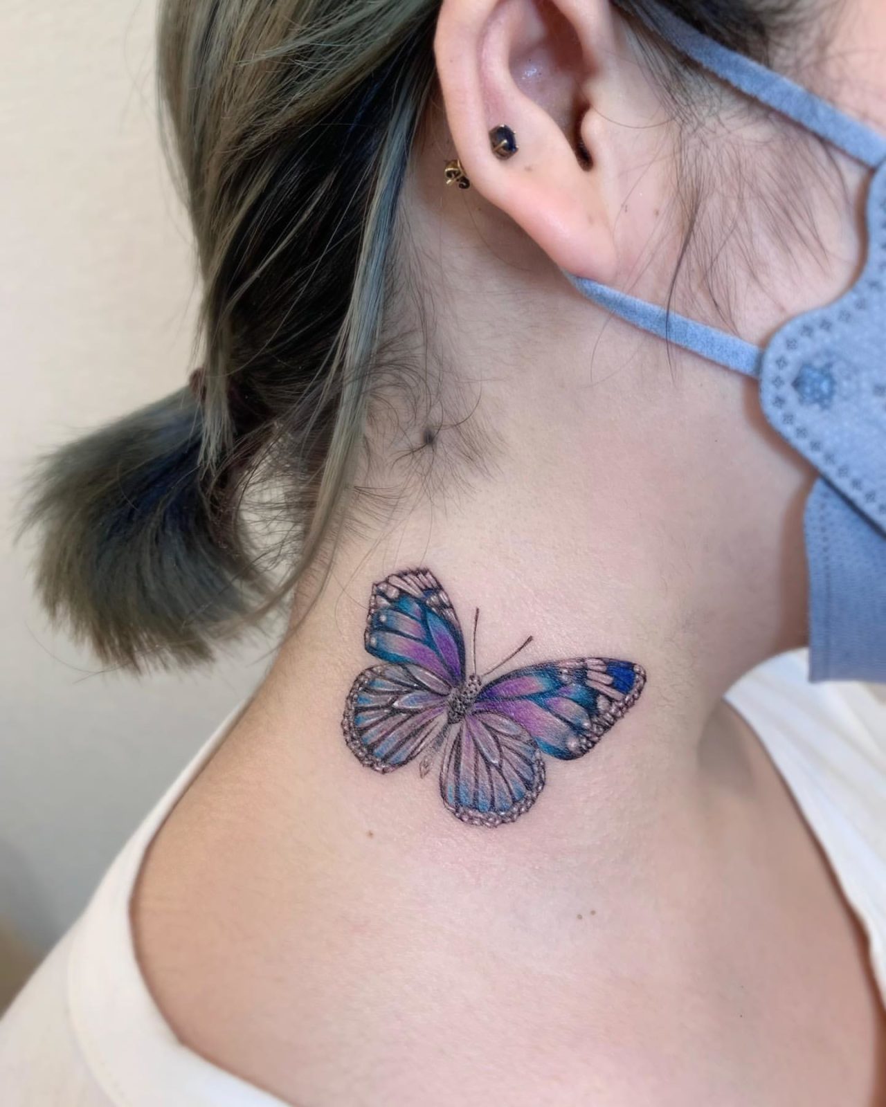 25 Cool Butterfly Neck Tattoo Ideas for Men & Women in 2023