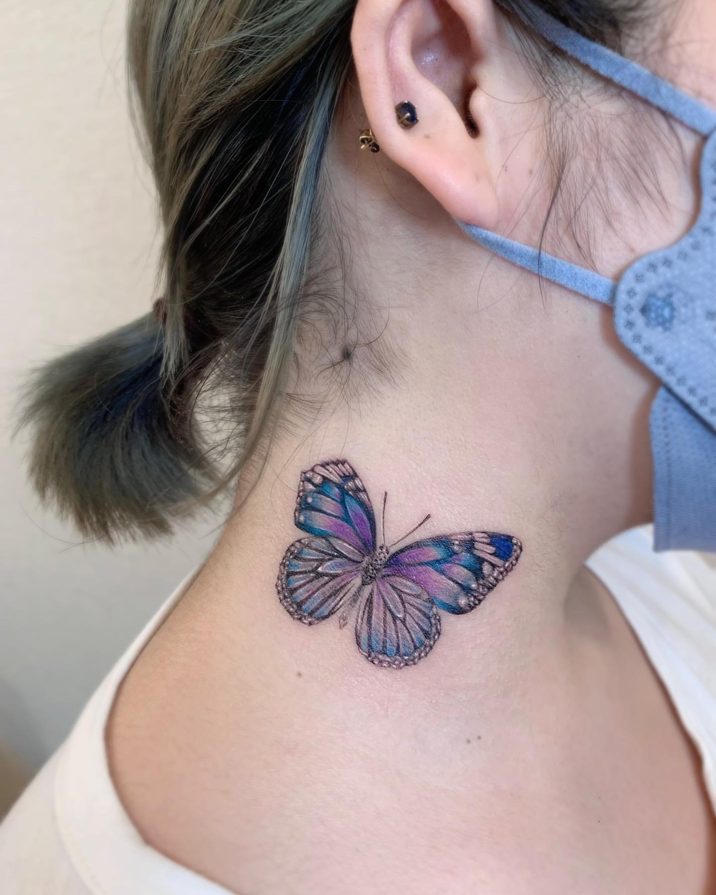Butterfly Neck Tattoo Ideas 10