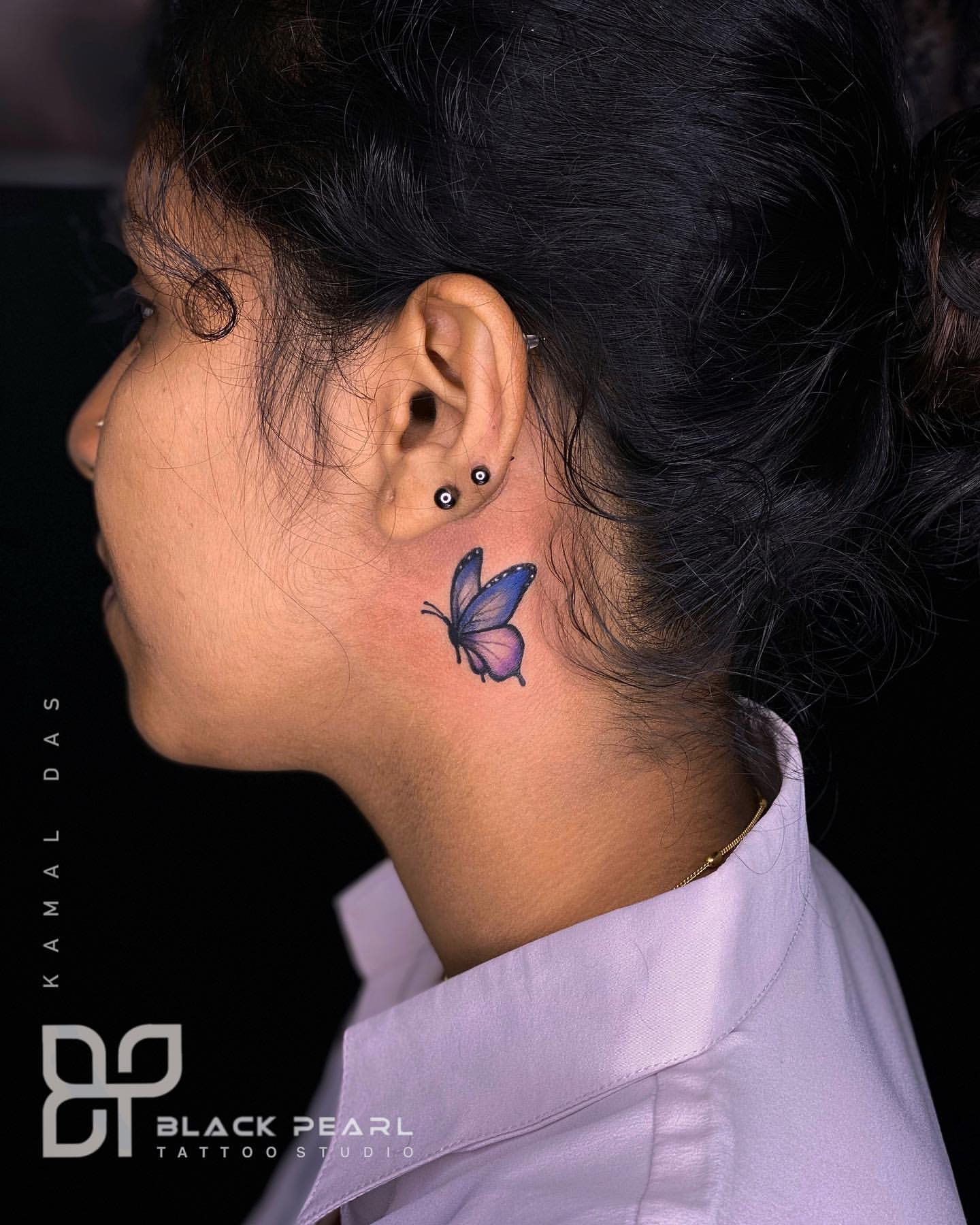 Butterfly Behind Ear Tattoo Ideas 8