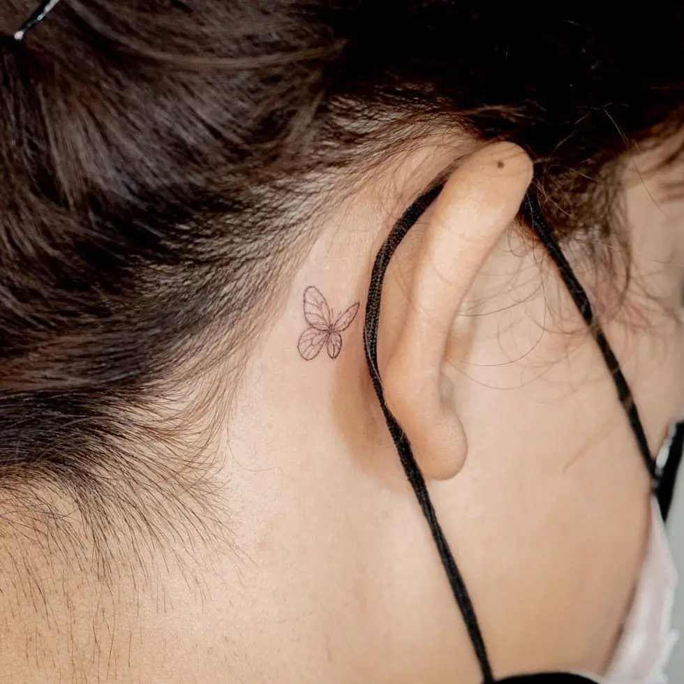 20 Awesome Butterfly Tattoo Behind Ear for Men & Women in 2023