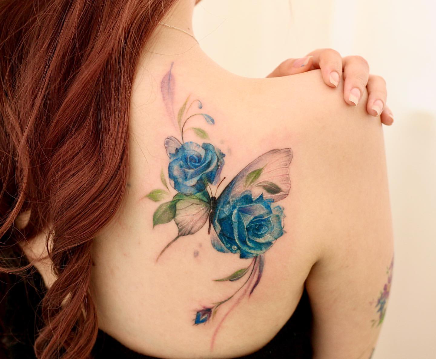 Blue Butterfly Tattoo Ideas 26