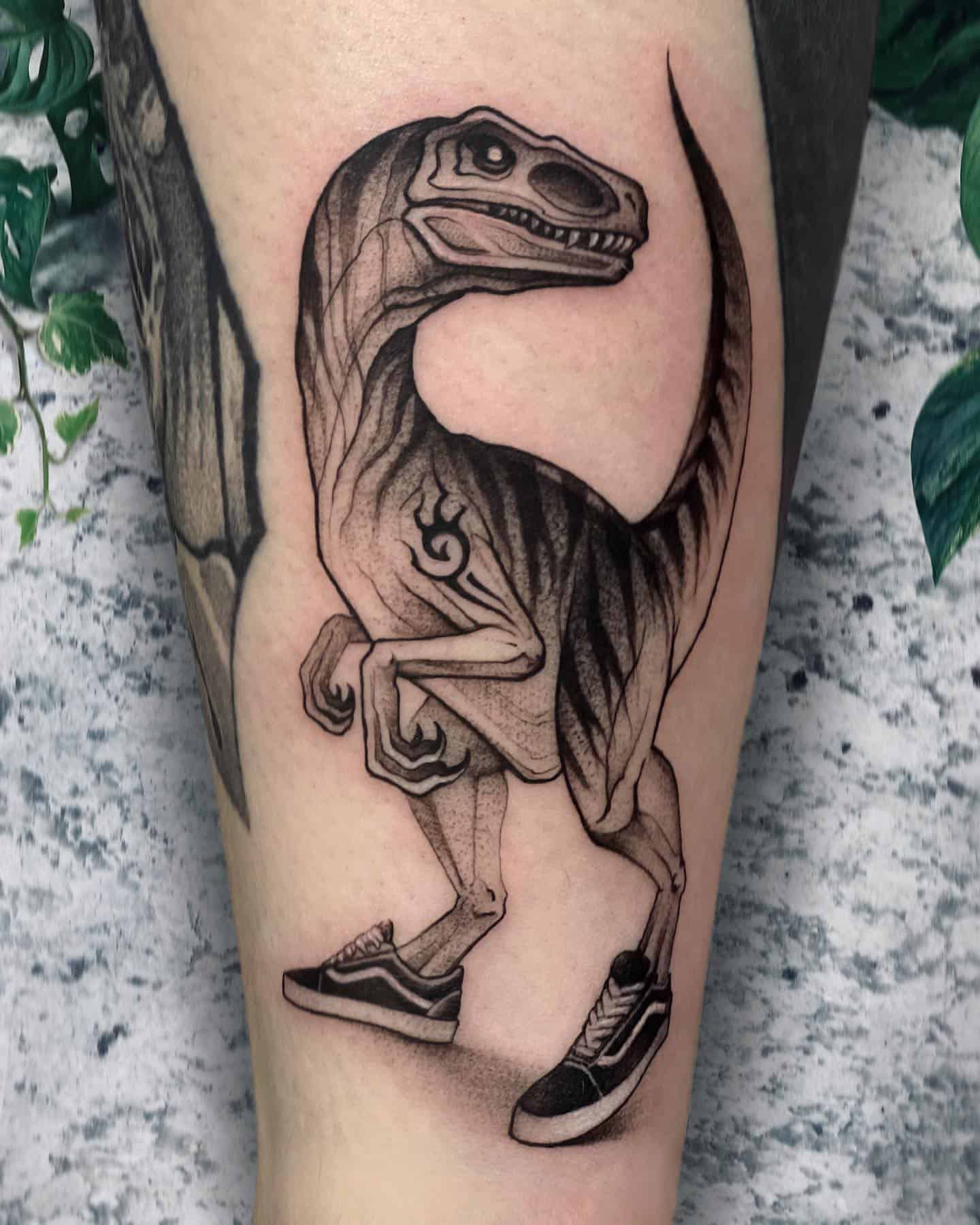 Tattoo by Jake Dinosaur leg sleeve in  Rogue City Tattoo  Facebook
