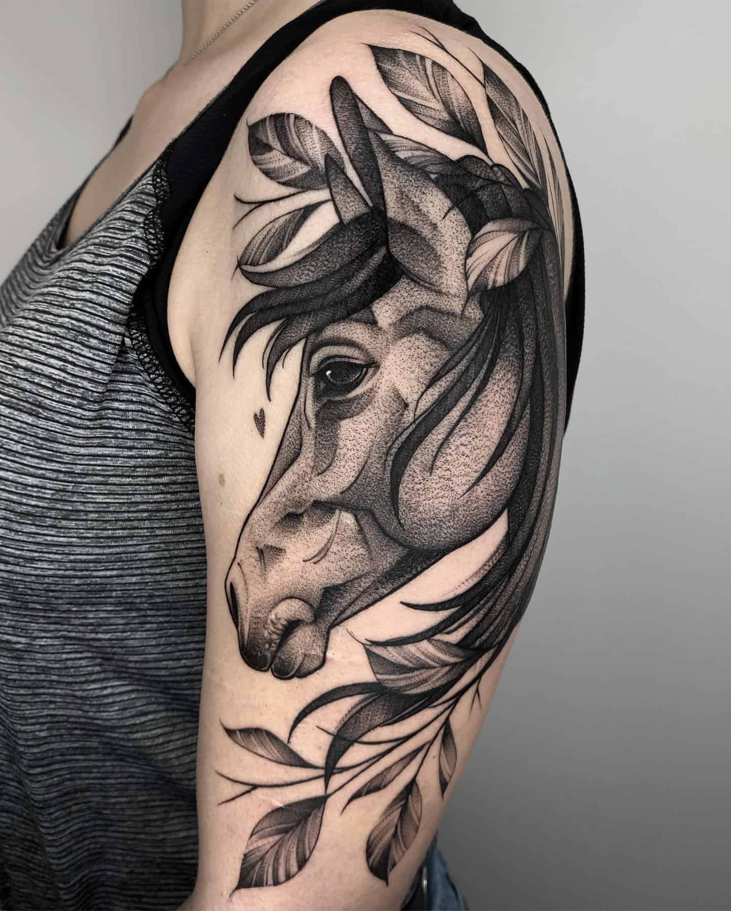 Horse Tattoo Tribe Stallion, tribal Horse, horse, white png | PNGEgg