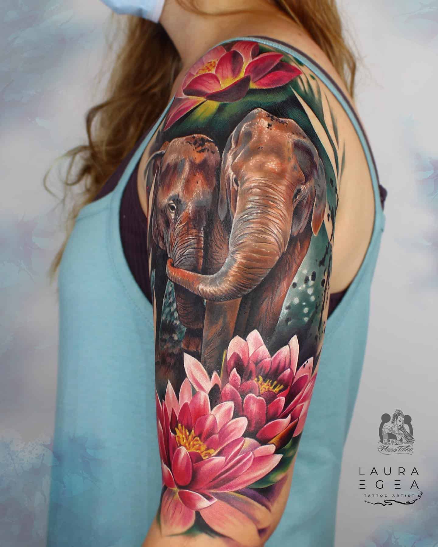 Circus Elephant Tattoo on Thigh - Best Tattoo Ideas Gallery