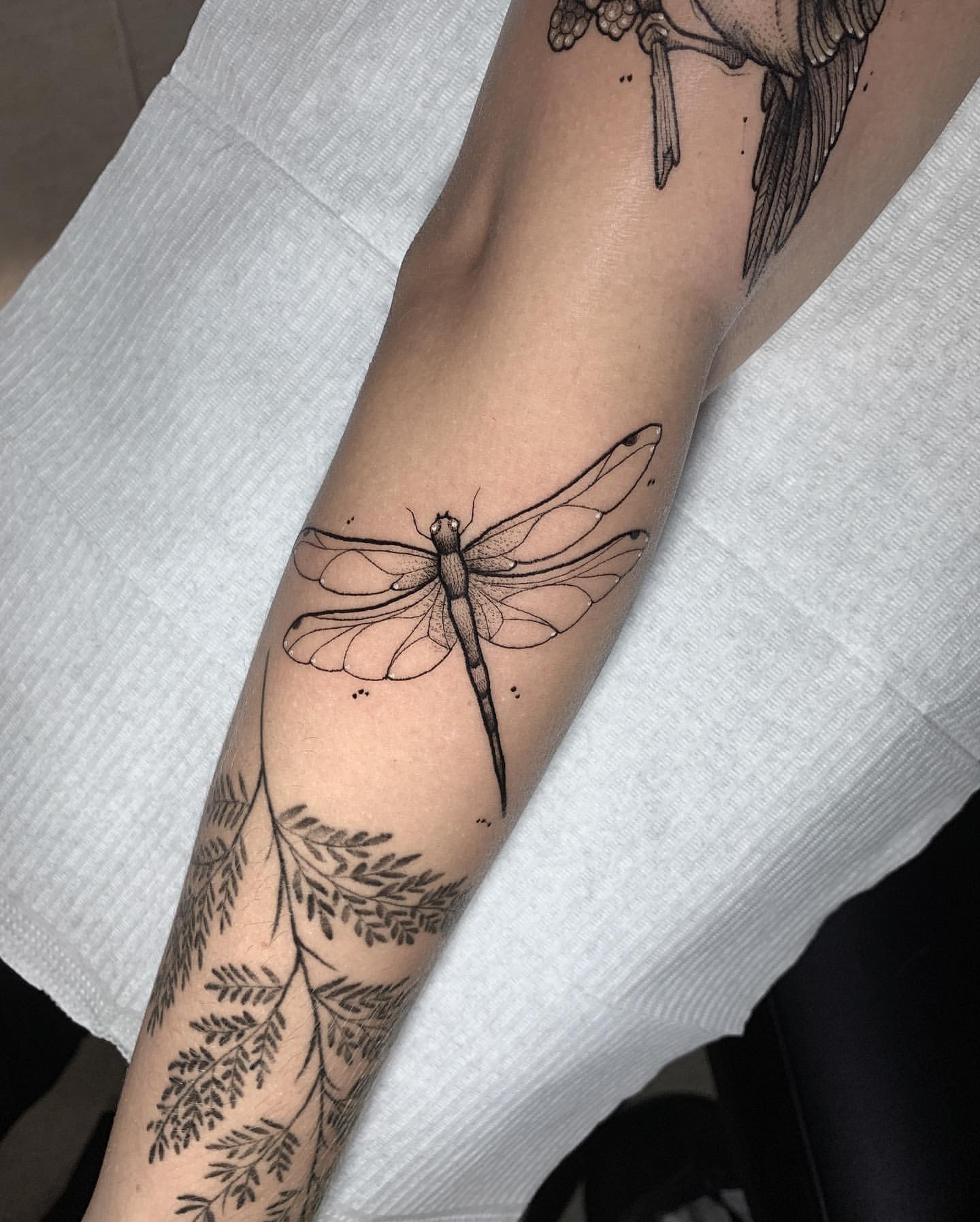 Dragonfly and Lotus Tattoo Designdragonfly Tattoolotus - Etsy