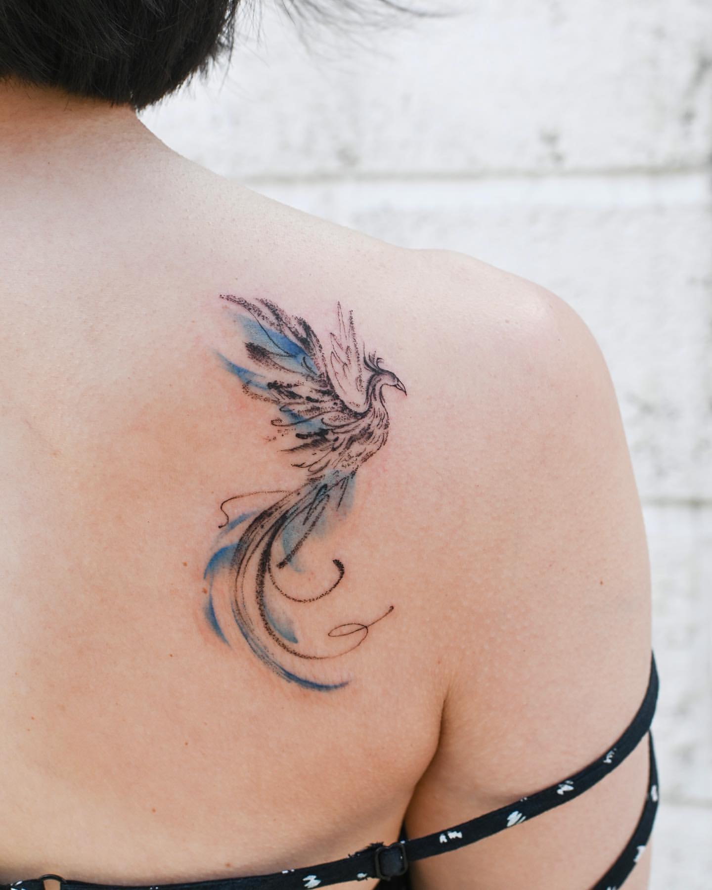 Tattoo of Phoenix and words, Delicate & strong tattoo - custom tattoo  designs on TattooTribes.com