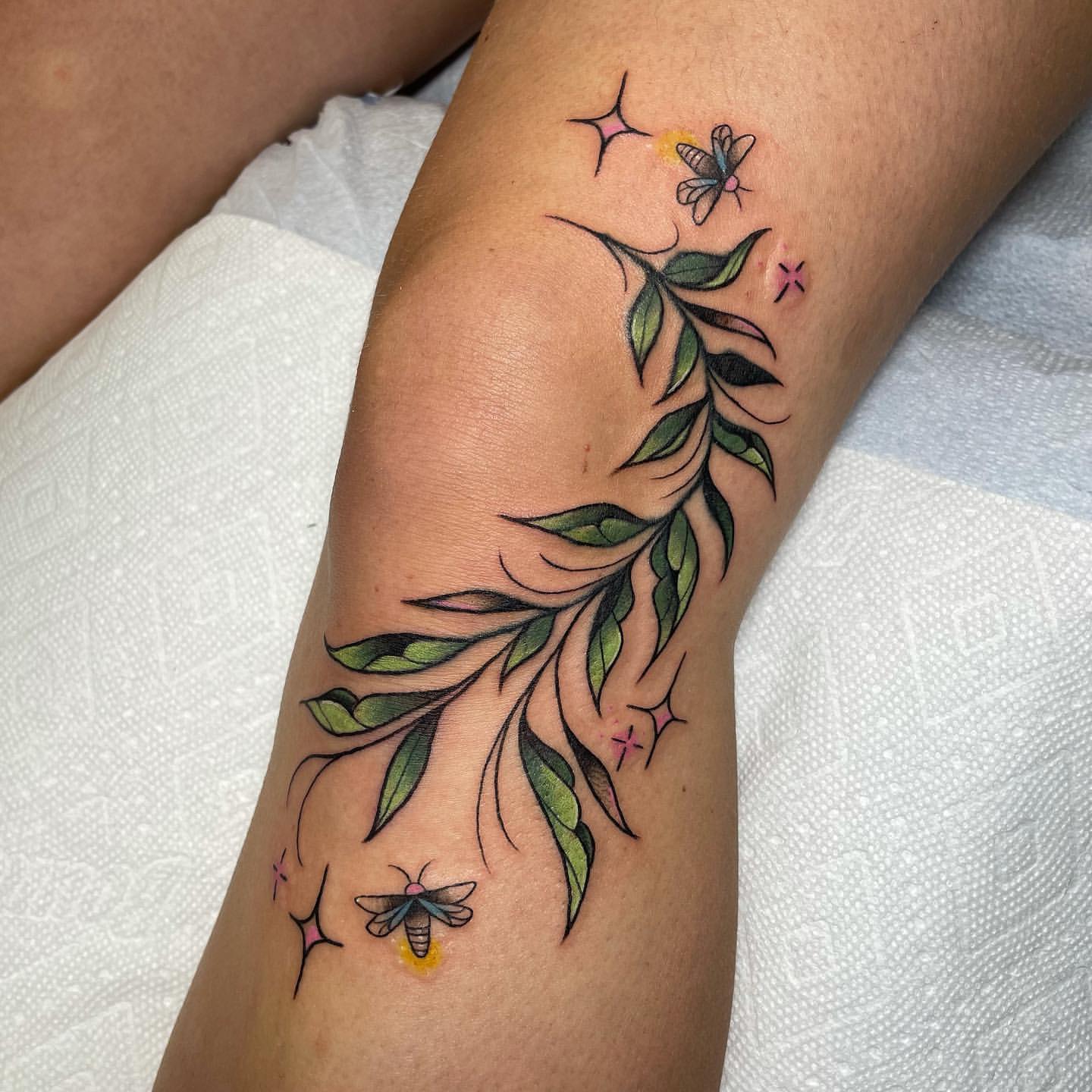Tasmanian Tiger surrounded by Tasmanian flora eucalyptus leaves and common  heath on my forearm Done by Jordhan Peggy from Skin City Tattoo in St  Johns Canada  rtattoos