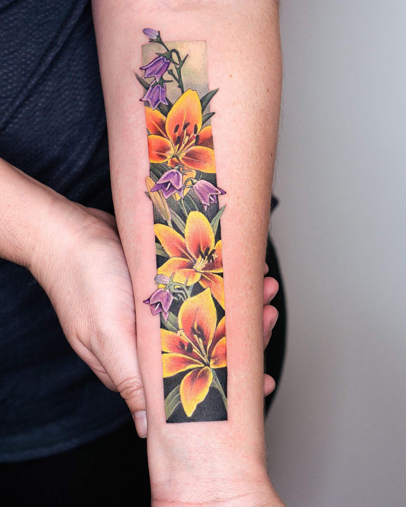 Tattoo uploaded by Bindy • #blueflower #blue #flowers #floral #botanical &  #leaves #foliage - #script - #tattoo by #artist #wooritattoo @woori_tattoo  • Tattoodo