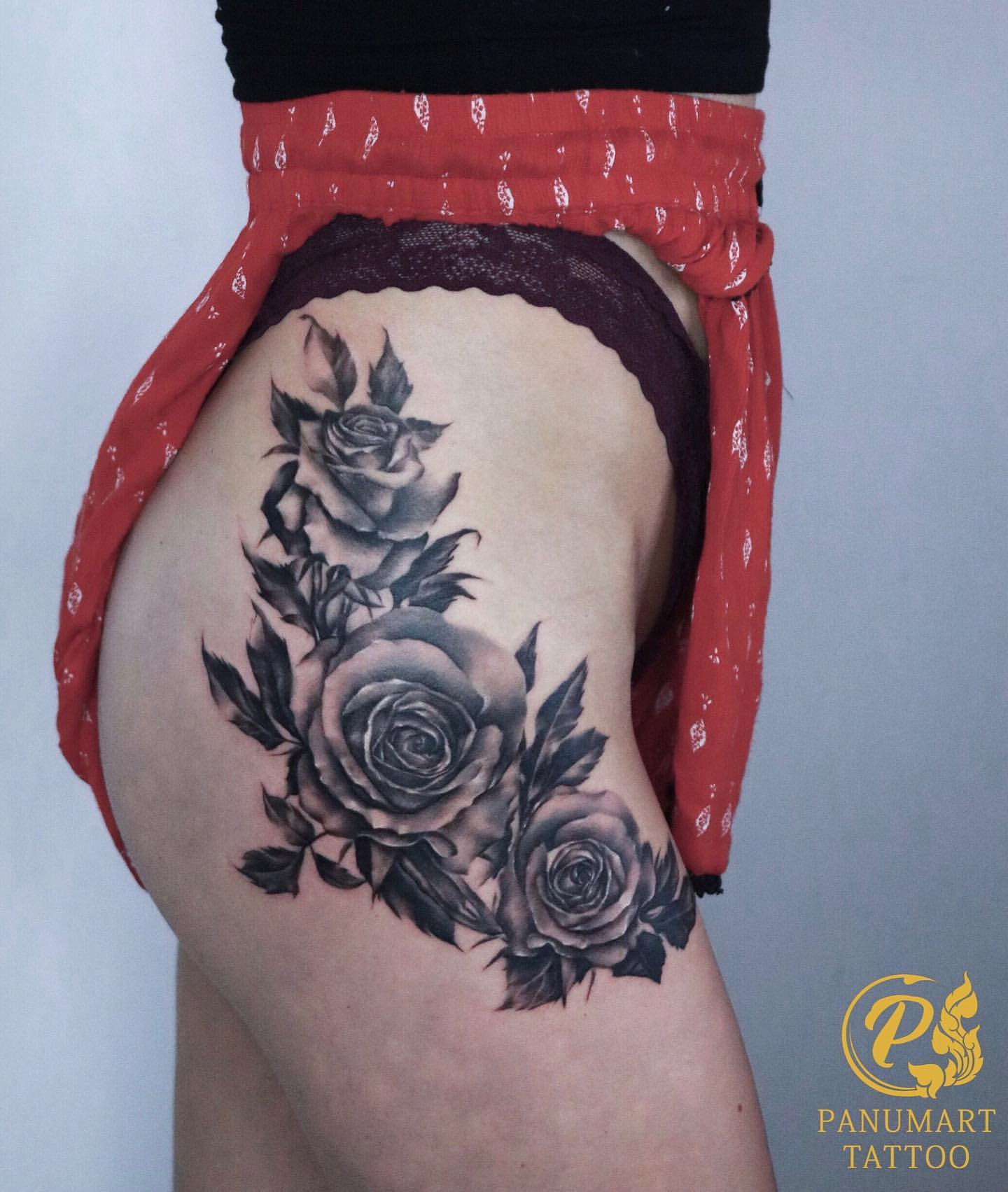 Rose Thigh Tattoo Ideas 1