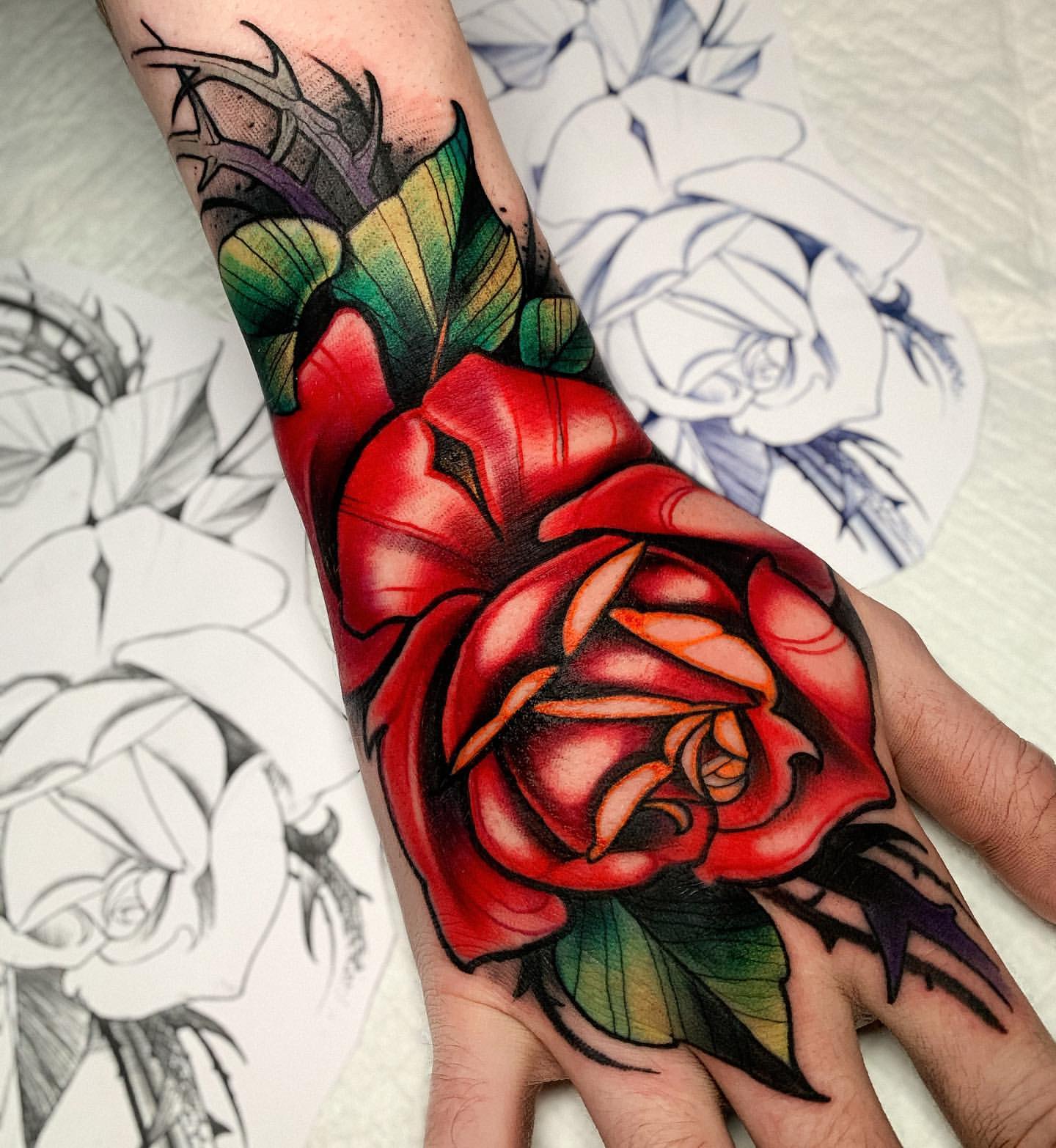 Rose Hand Tattoo Ideas 12