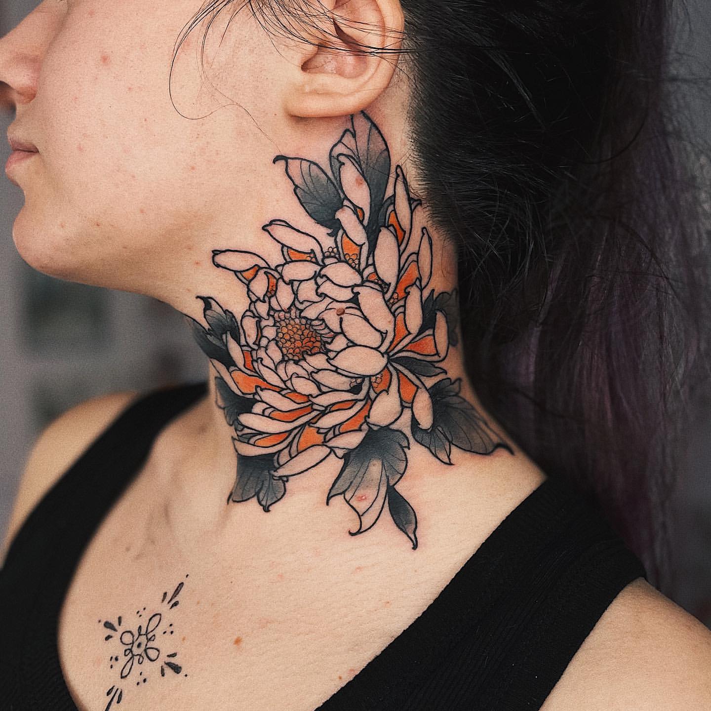 Throat Tattoo Ideas for Women 8