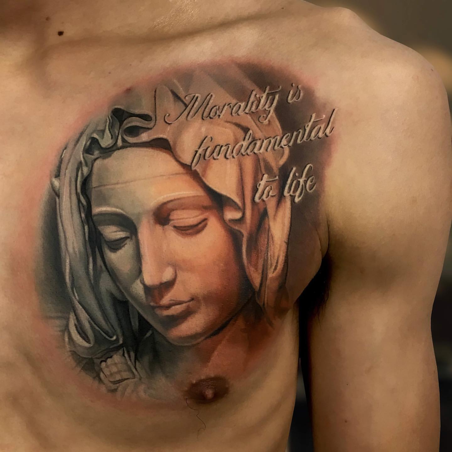 Jesus piece tattoo with Calvary crosses . #sincitytattoo #bishop... | TikTok
