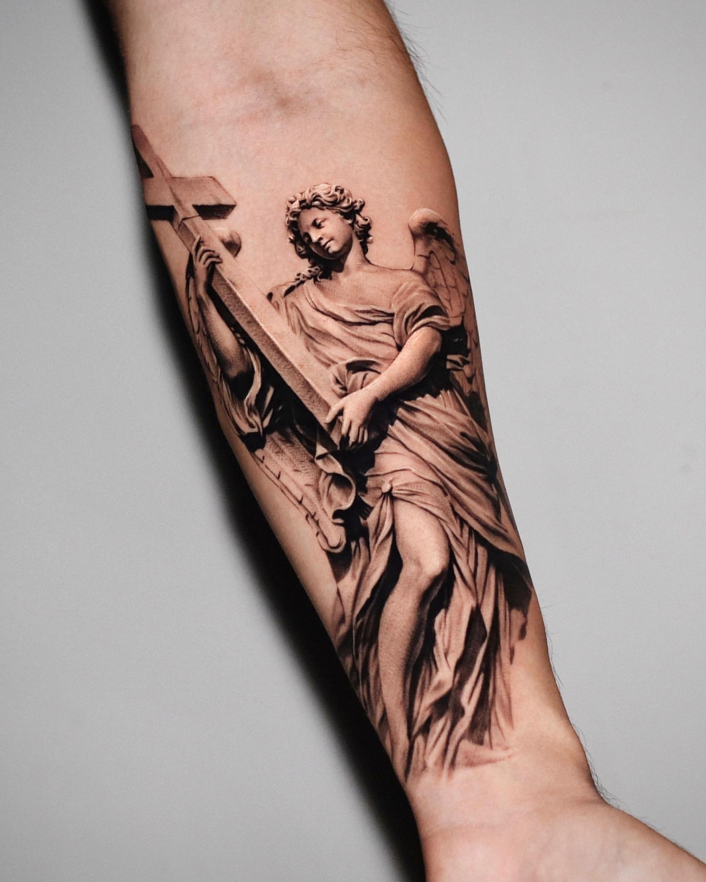 Angel tattoo on lower arm done by Chybs, Delft NL : r/tattoos