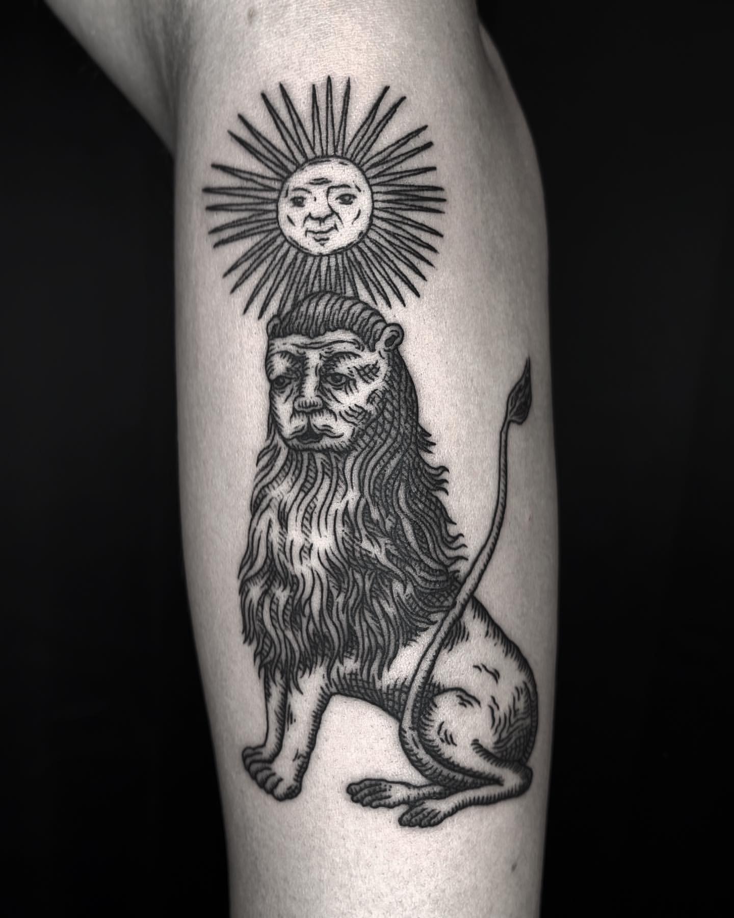 AIGC - image of a lion and sun tattoo, with the lion's he - Hayo AI tools