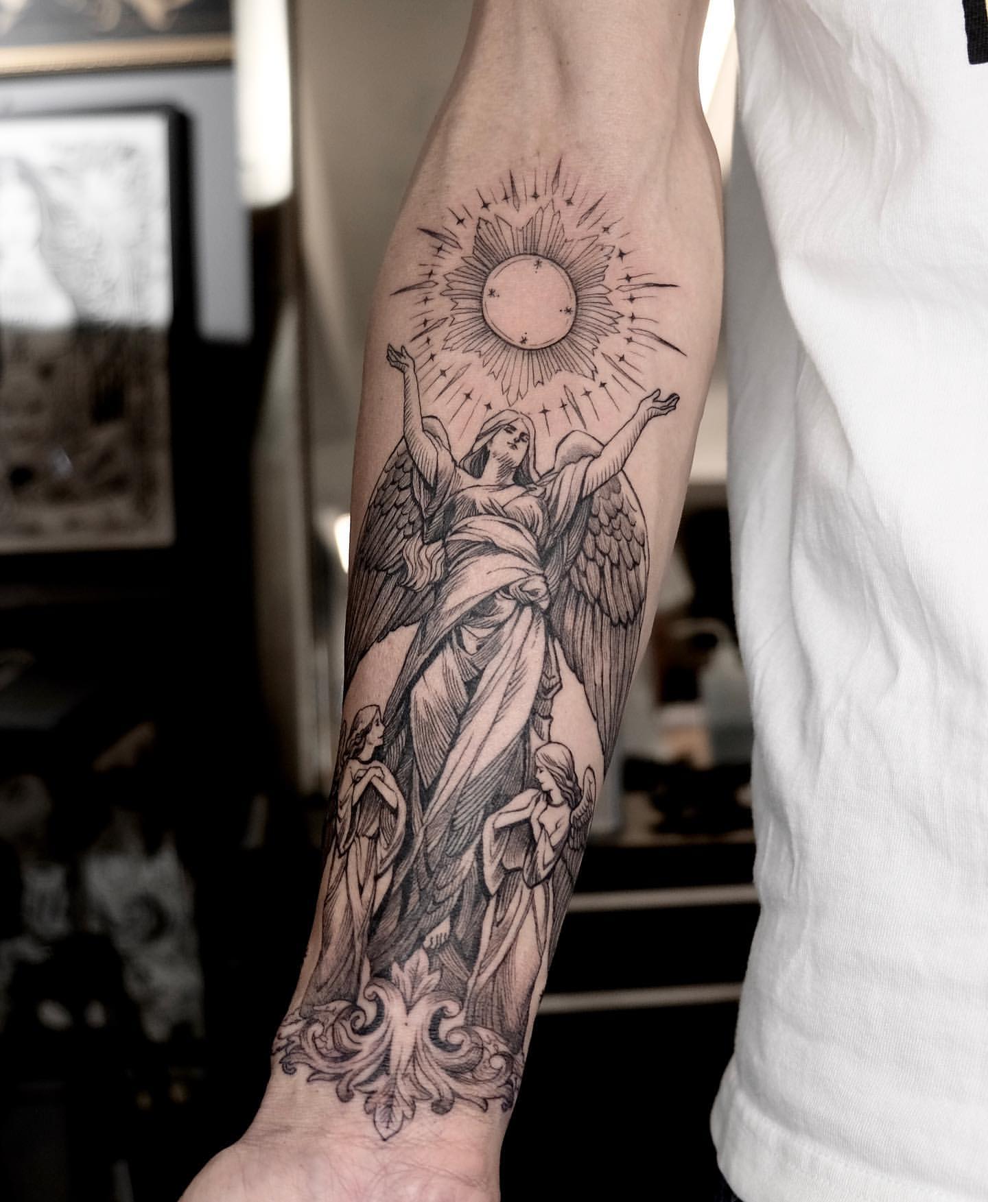 55+ Best Falling Angel Tattoo Designs | Tattoos, Forearm tattoos, Tattoos  for guys