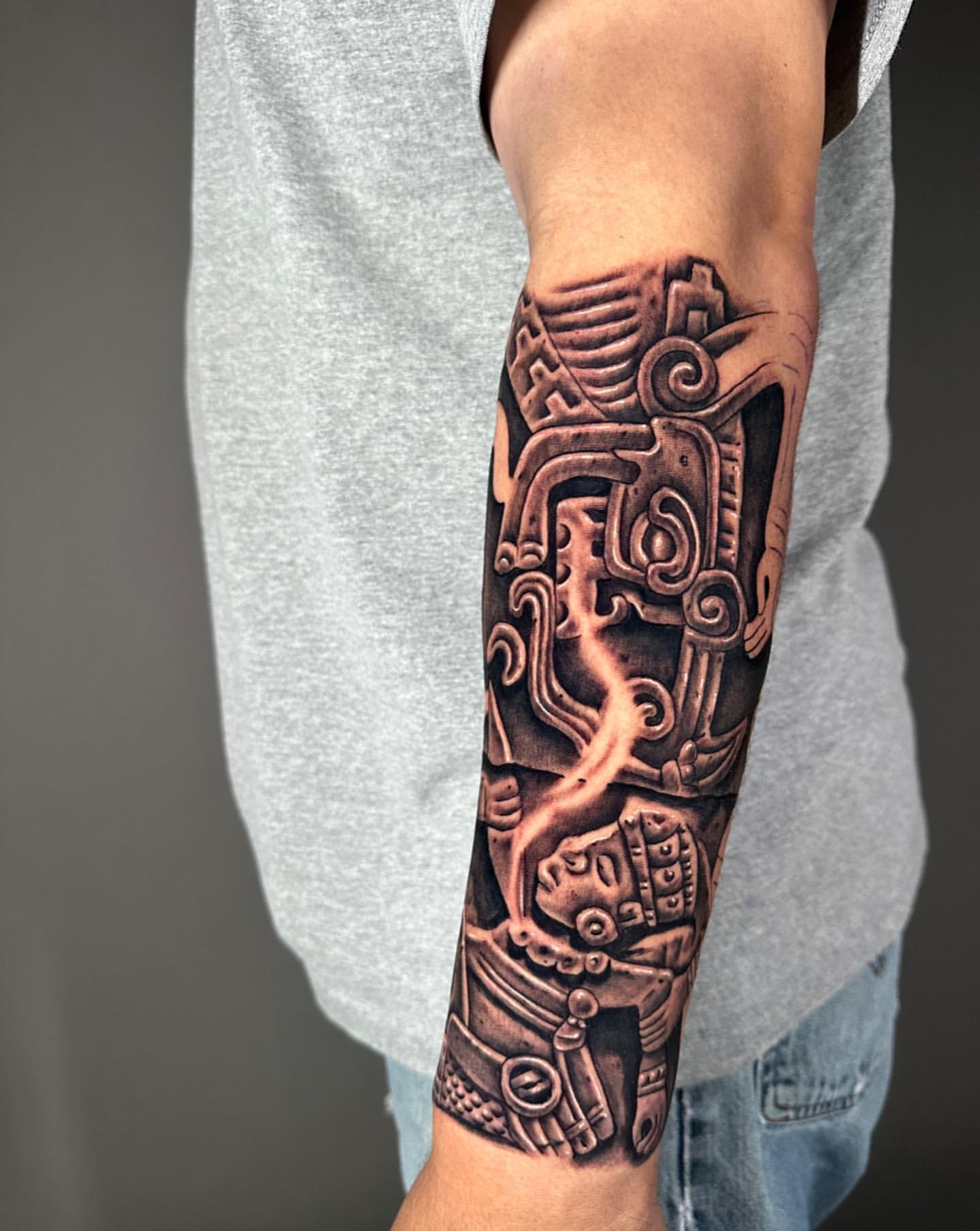 Aztec Warrior Sleeve Tattoo Design warvox