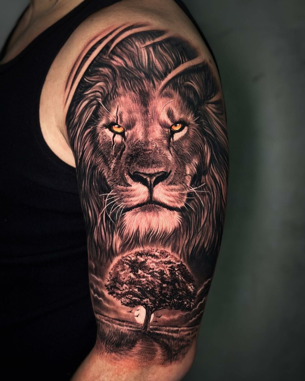 Tattoo with Lion for Men: Bold Symbol of Strength and Pride