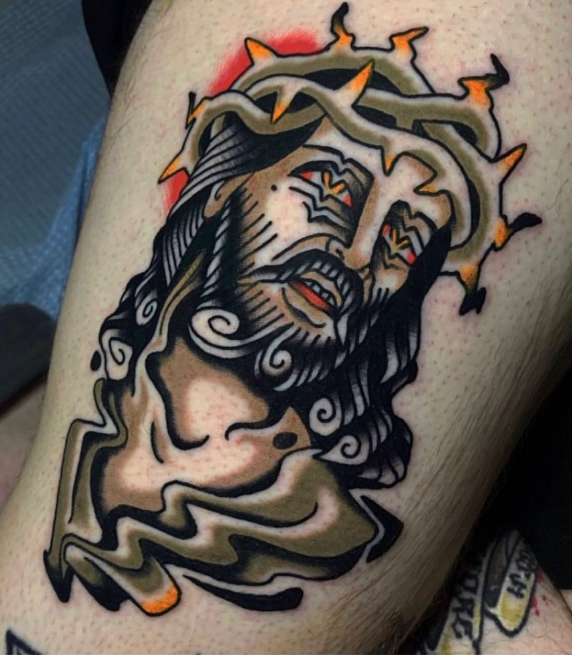 Nice Jesus leg piece done last night.... - Cast Iron Tattoo | Facebook