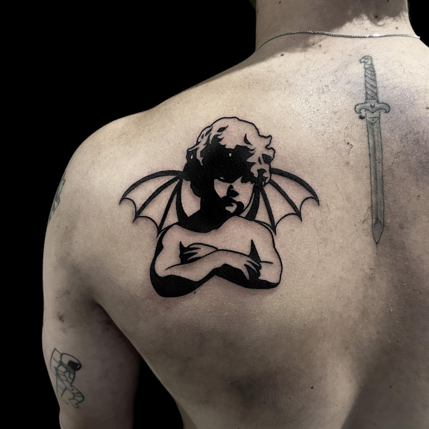 Angel with broken hearts | Cupid tattoo, Traditional tattoo skull, Tattoo  catalog