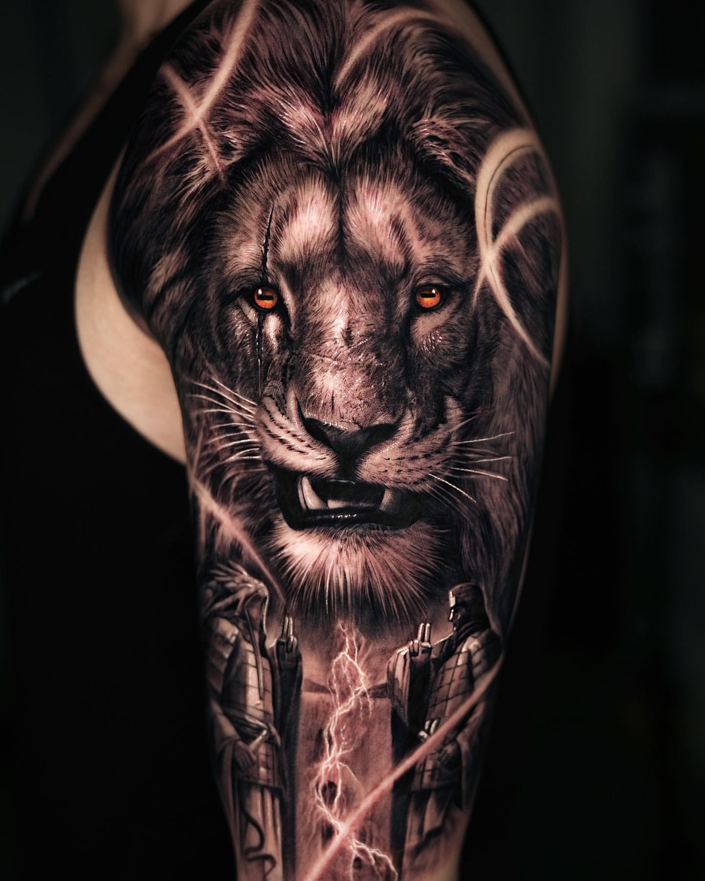 Black and White Lion Head Profile Best Temporary Tattoos| WannaBeInk.com