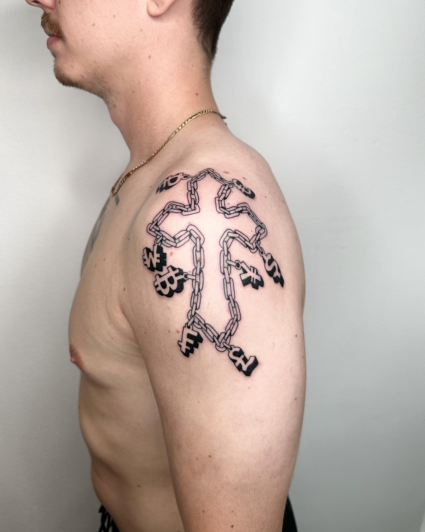 Chest tattoo religious theme. Jesus Cross and Virgin Marry tattoo. Pepper  shading technique - YouTube
