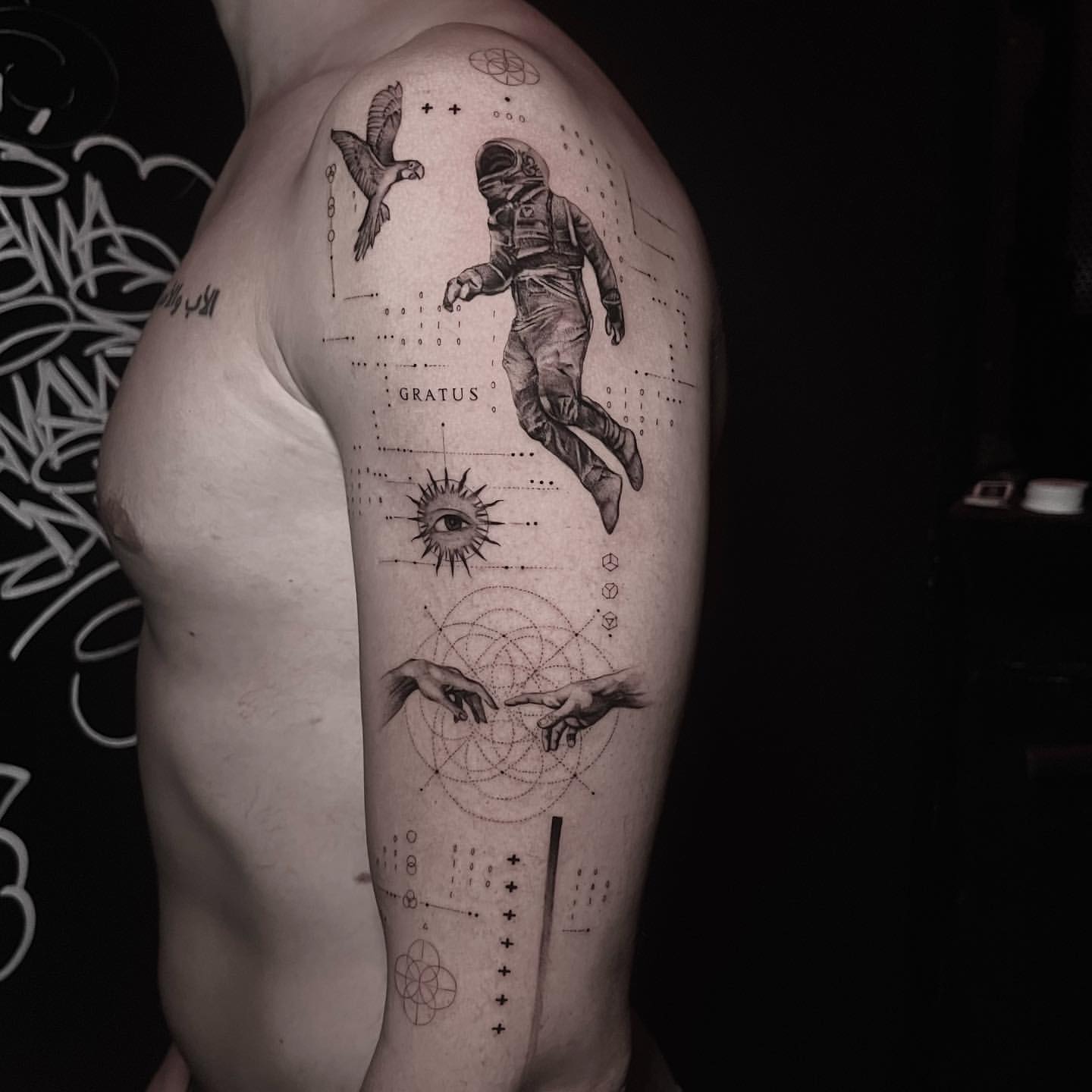 Monkey King Black And Grey Ink Male Shaded Half Sleeve Tattoo Design Ideas