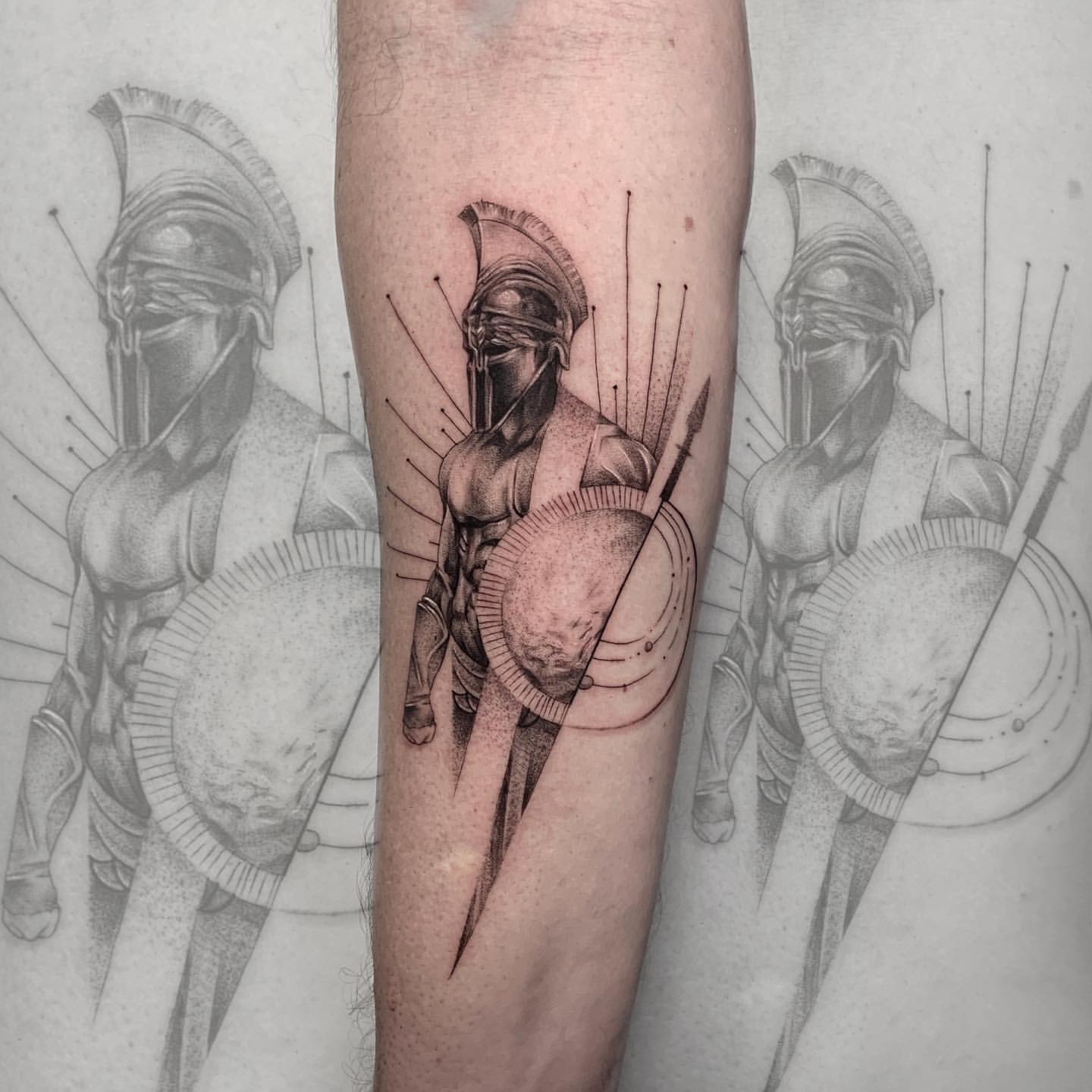 Spartan Helm. Super fun tattoo | Instagram