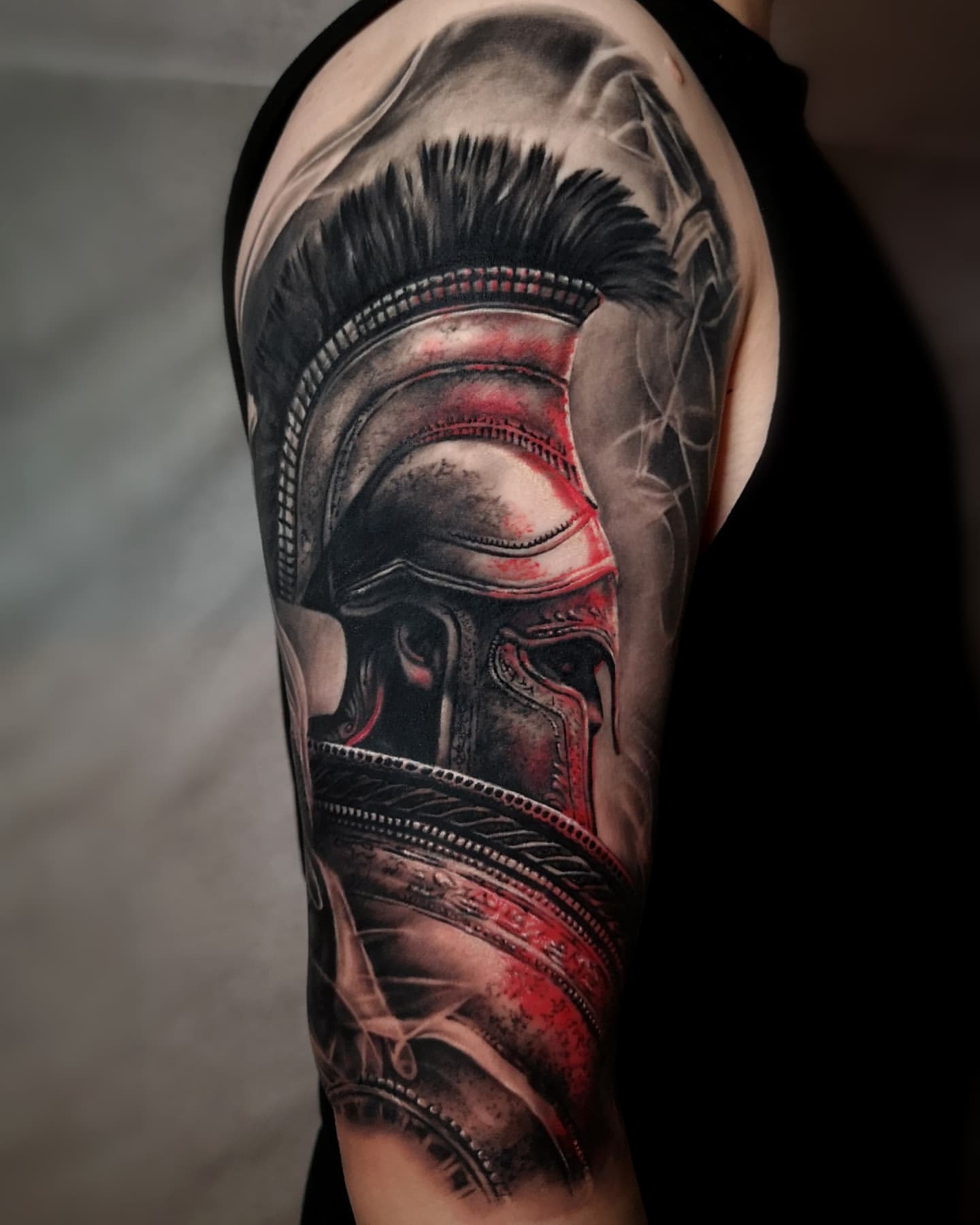 Tattoo uploaded by Mauro Imperatori • Experience the power and strength of  a warrior in this stunning black and gray realism tattoo by the talented  artist Mauro Imperatori. This piece captures the