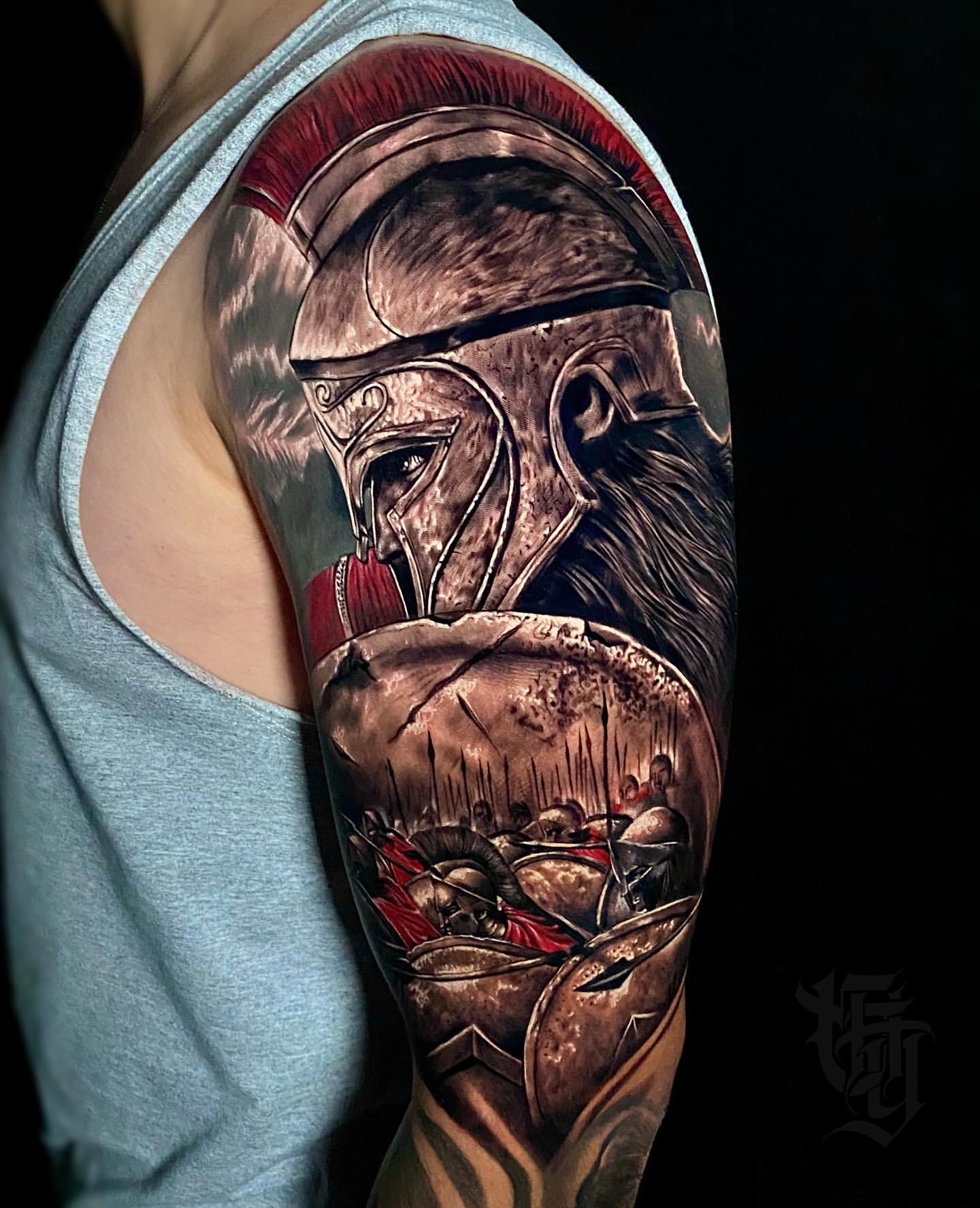 Spartan warrior sleeve tattoo | Body art tattoos, Greek tattoos, Warrior  tattoos