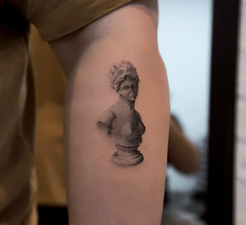 Tattoo uploaded by Kiljun • Athena sculpture on forearm. Done at Lost Art  Tattoo studio @lostarttattoo in Salt Lake City. • Tattoodo