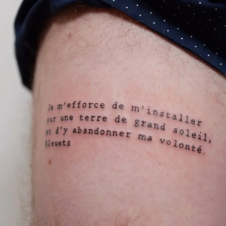 But without the dark quote tattoo on thigh - Tattoogrid.net