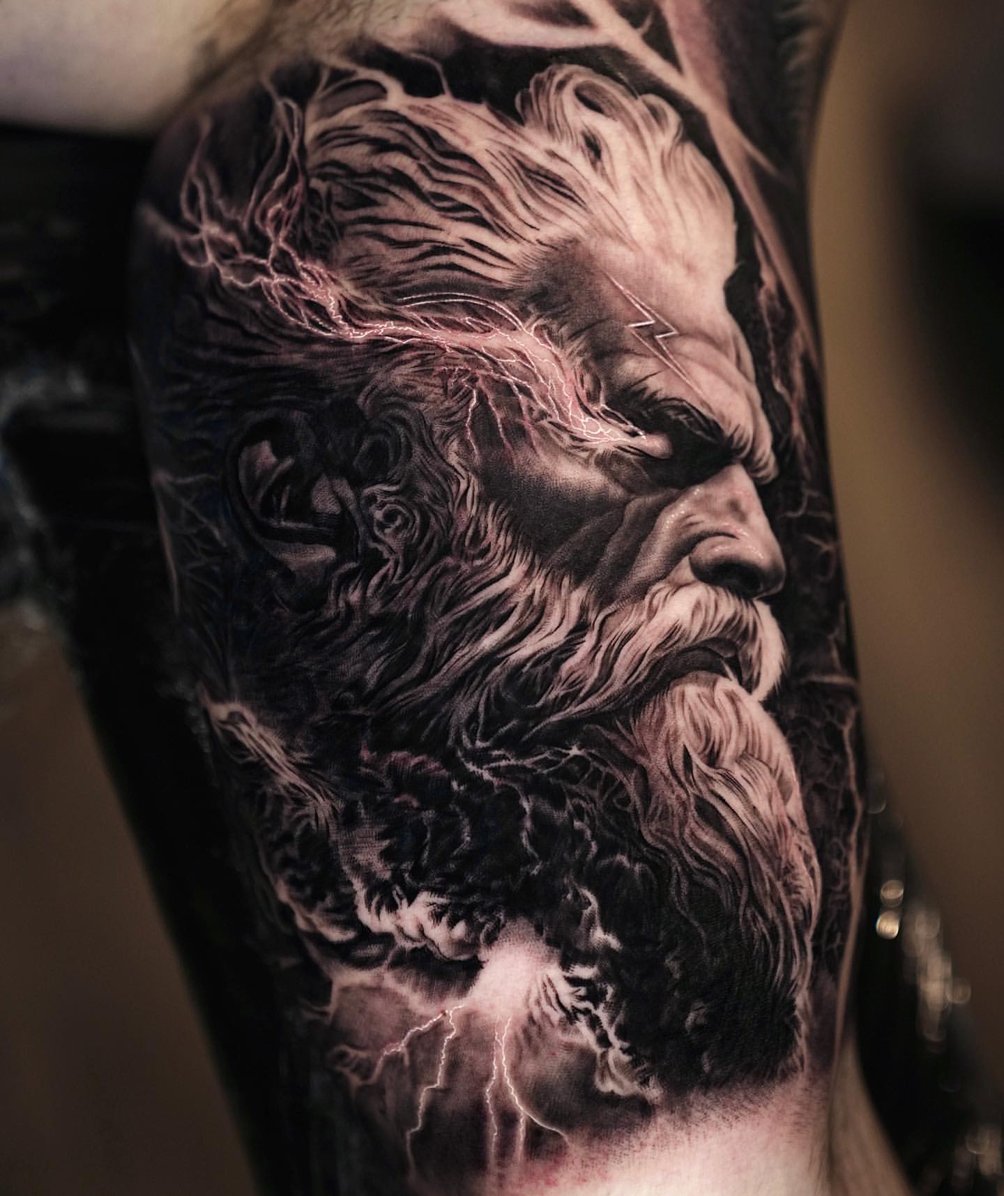 Today I got to finish tattooing this Zeus portrait that I started 2yrs ago.  Most of it is healed so I just had to finish off the top left hand corner.  I... |