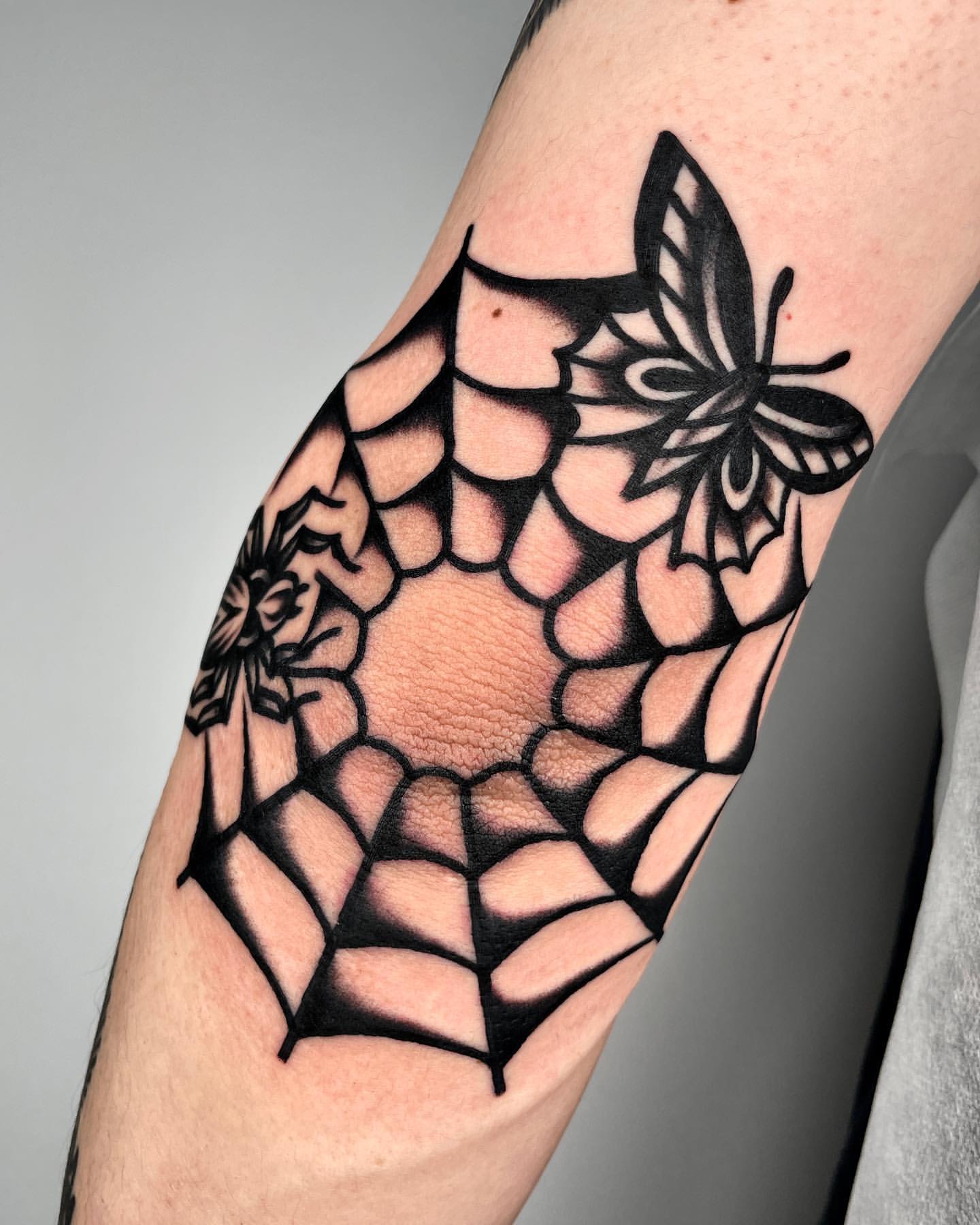 Having trouble deciding on an elbow tattoo besides a spider web for an  upcoming appointment, thoughts? : r/traditionaltattoos