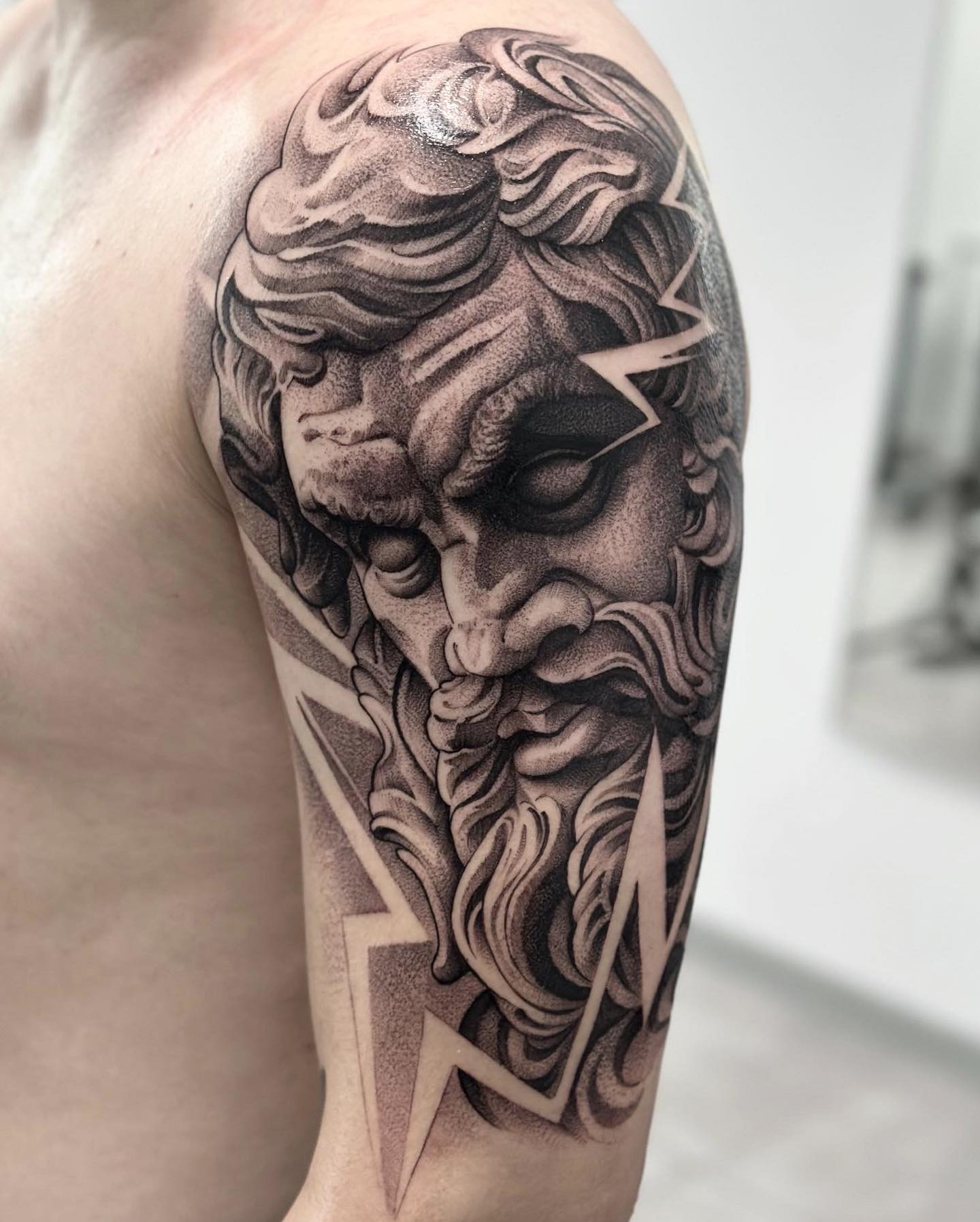 Zeus tattoo on my clients outer forearm 🔥 ready to take on new tattoos for  the year! Message me here on instagram or fill out the form... | Instagram