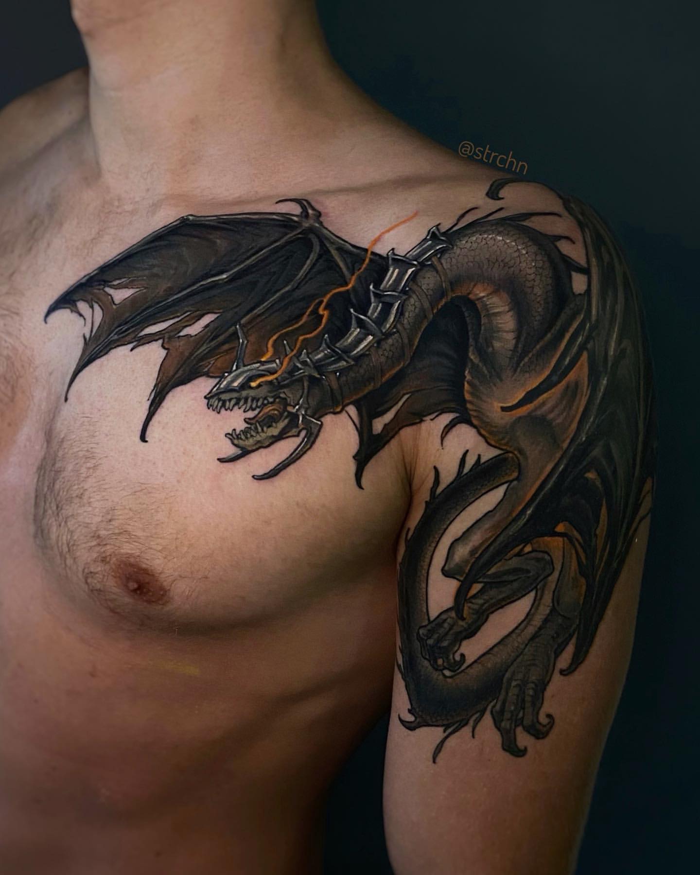Male Model With Dragon Tattoo Stock Photo - Download Image Now - Adult,  Adults Only, Artist's Model - iStock